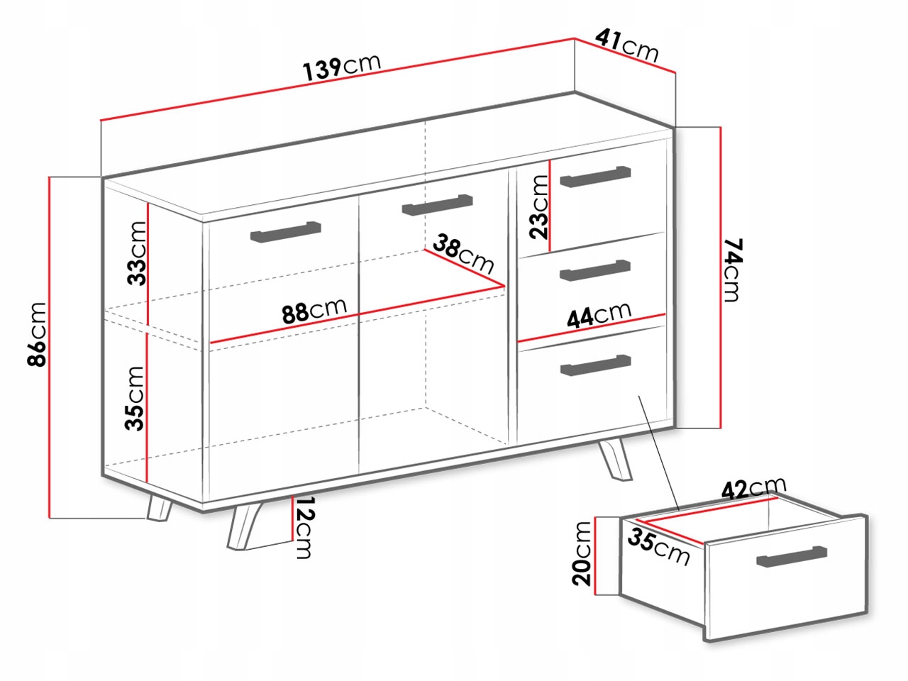 Komoda z szufladami BALI śliwka Marka inna