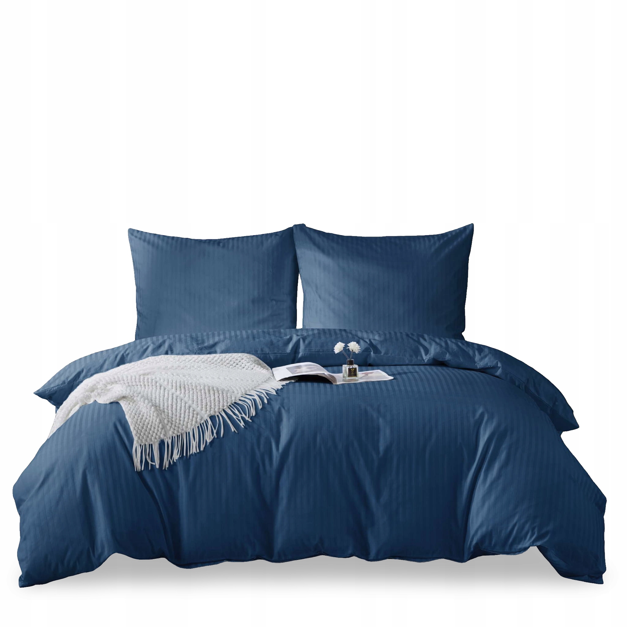 Súprava posteľnej bielizne damašková saténová bavlna 220x200, modrá