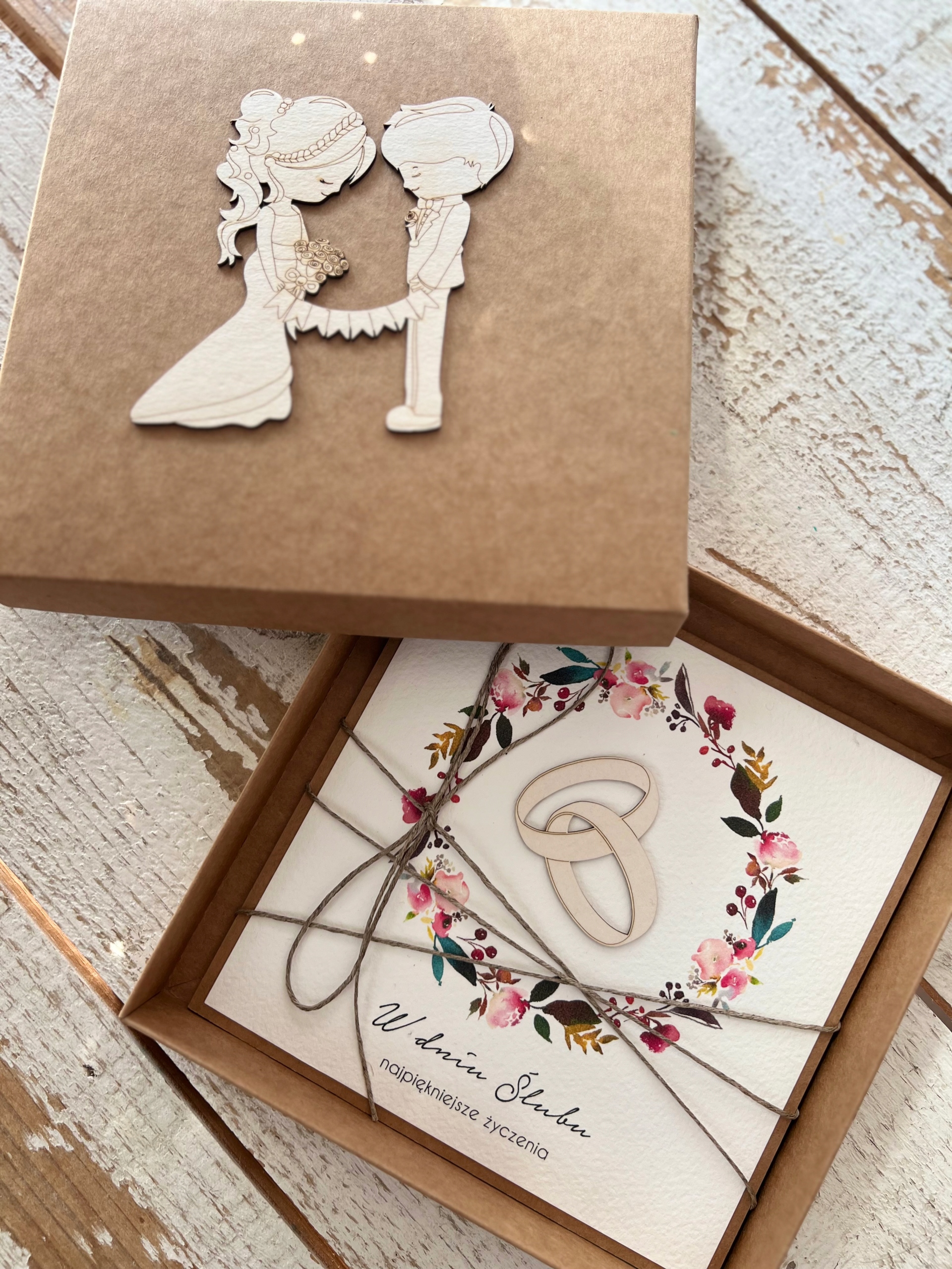 Svatební přání ručně vyrobené s krabičkou přání svatební