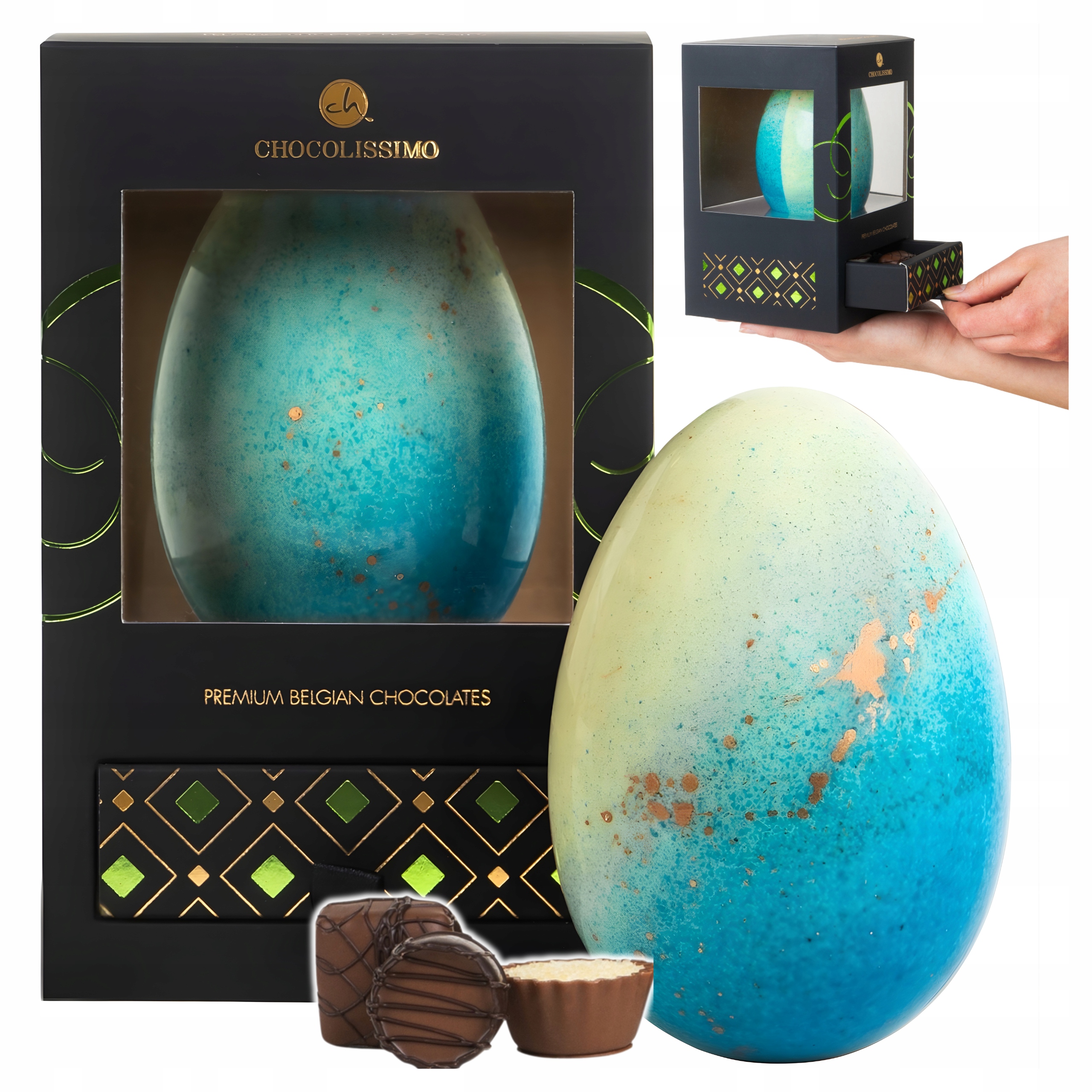 na Wielkanoc jajko czekoladowe słodycze pisanka belgijska czekolada