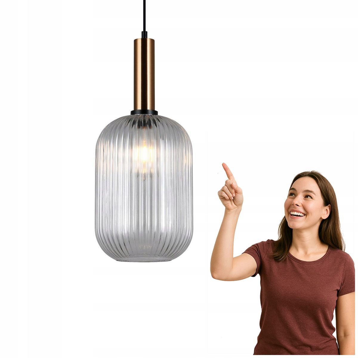 Závesná lampa Antiola PND-5588-1M-BRO+CL Italux