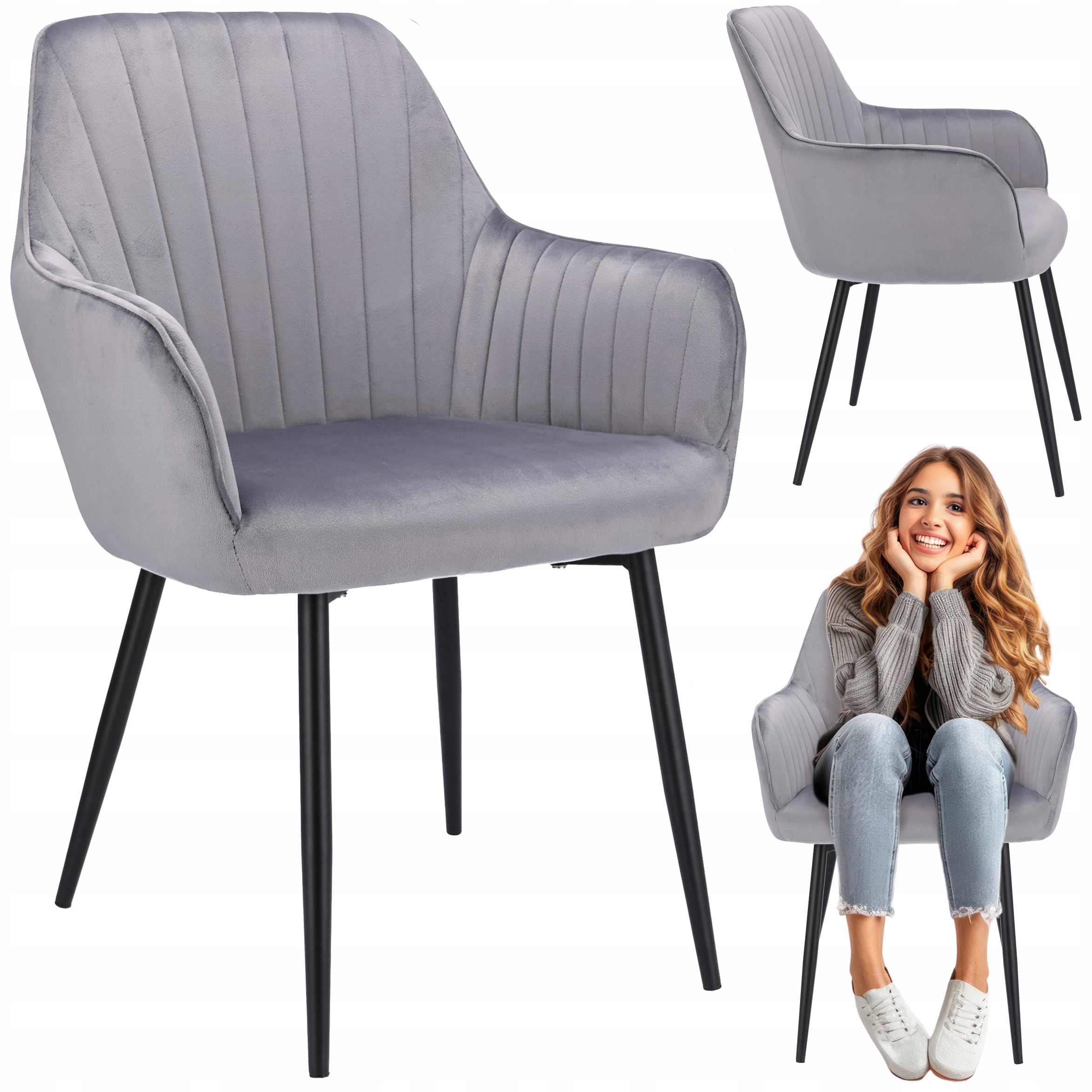 Stolička Cora Šedá čalúnená obývacia izba