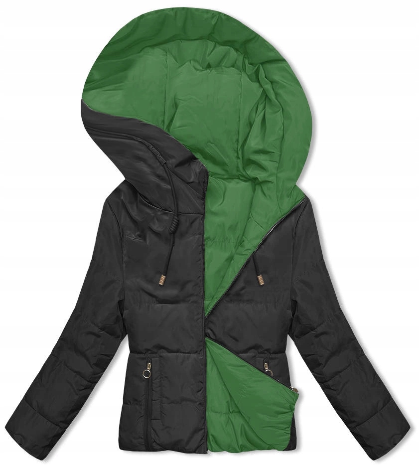 Bunda S Kapucí B8181 Černá-zelená XL (42)