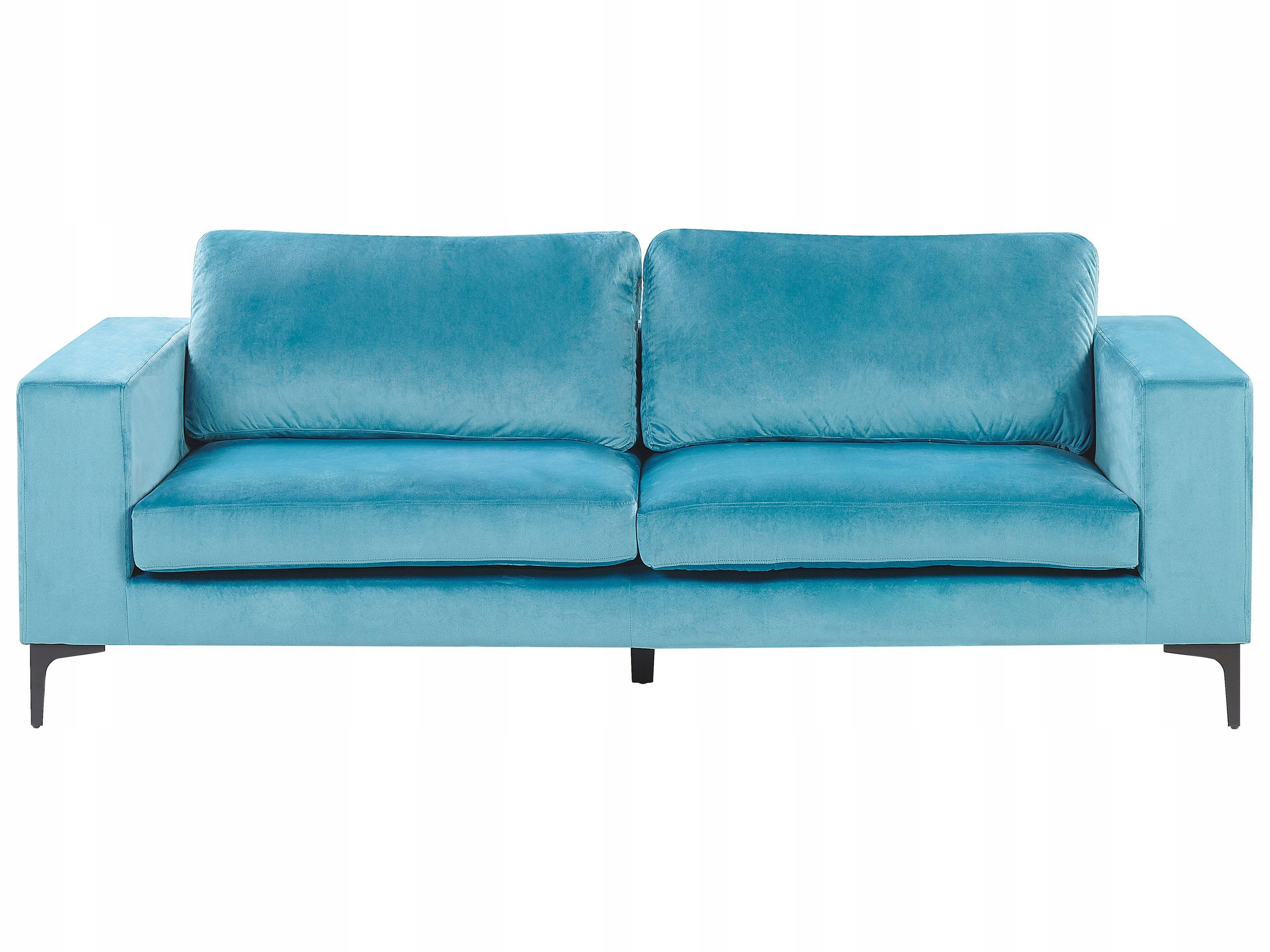 Sofa kanapa trzyosobowa welur niebieska