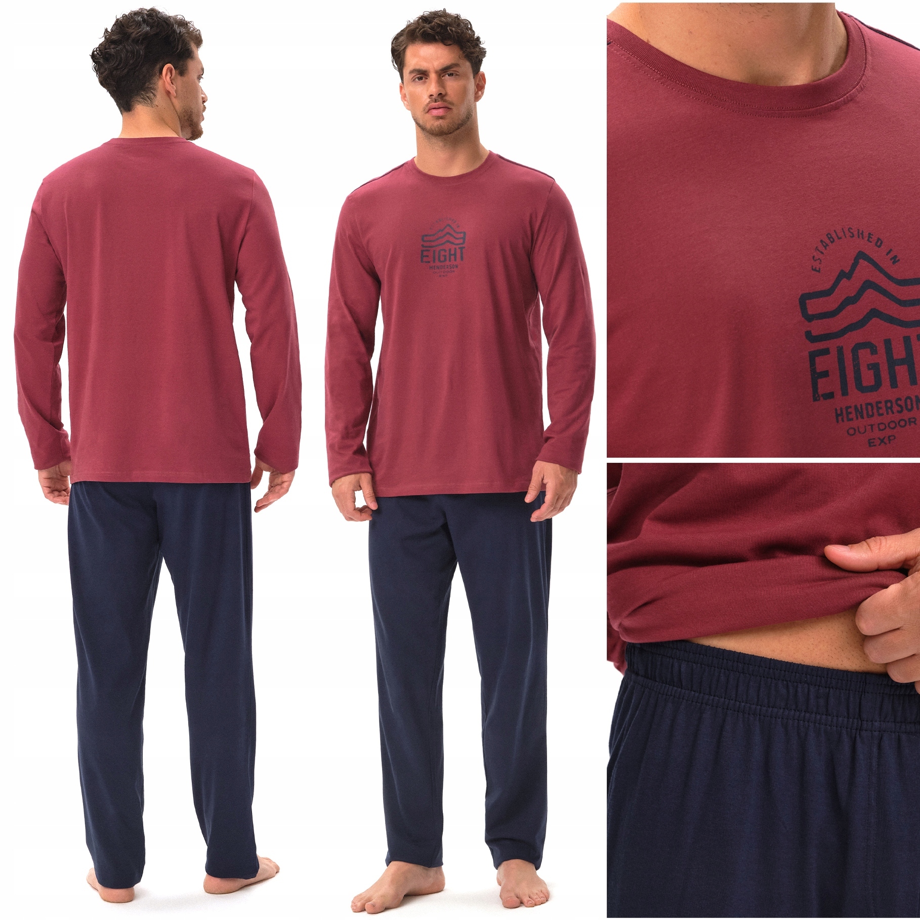 Pánské Pyžamo Henderson Jetson Komplet s dlouhým rukávem 100% Bavlna XXL