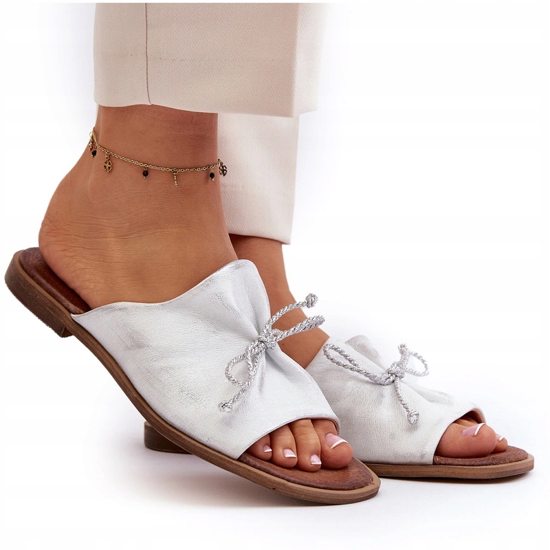 Dámské Kožené Nazouváky Nicole 2659/005 Stříbrné 36