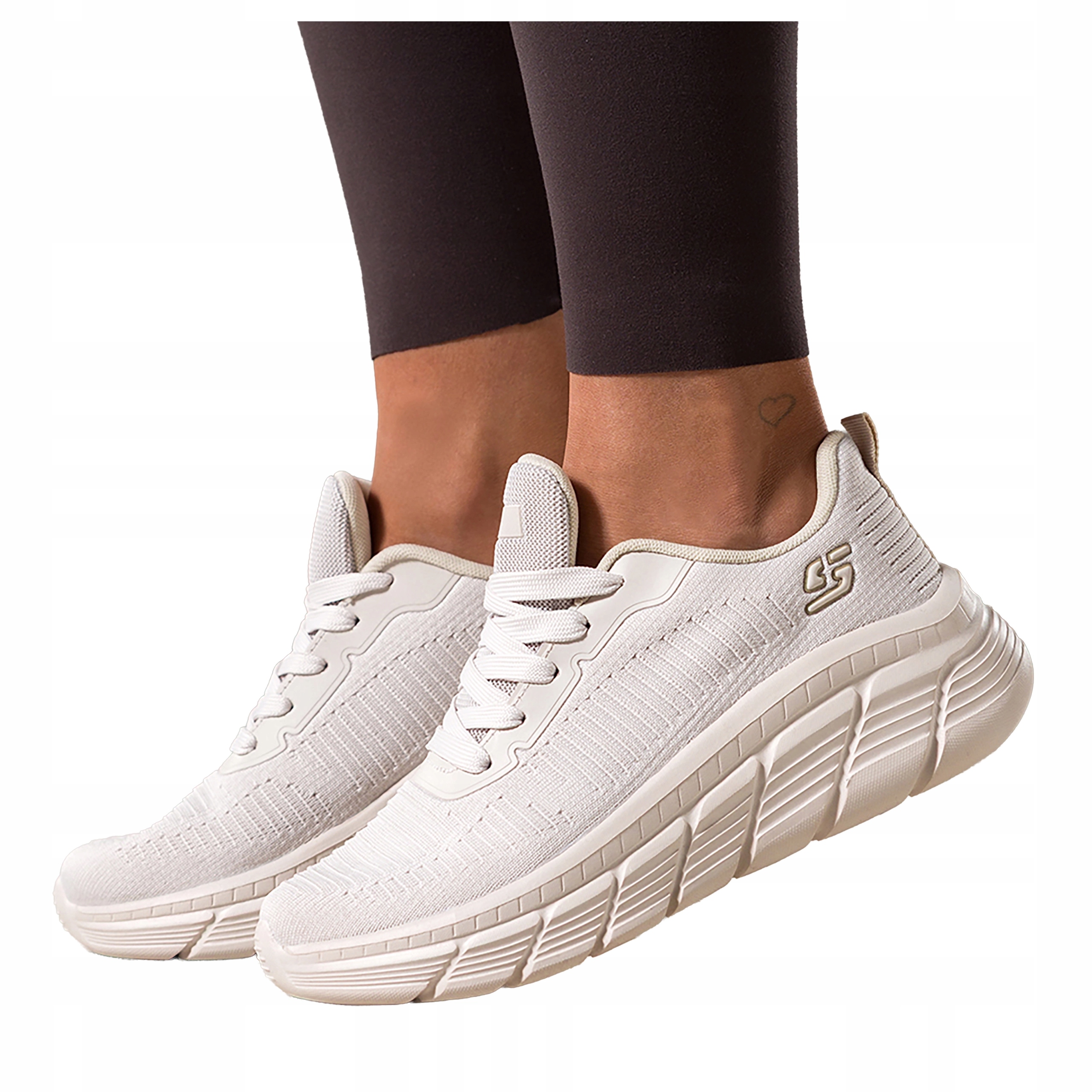 Béžové dámské tenisky na platformě, šněrovací pro sportovní fitness, velikost 37