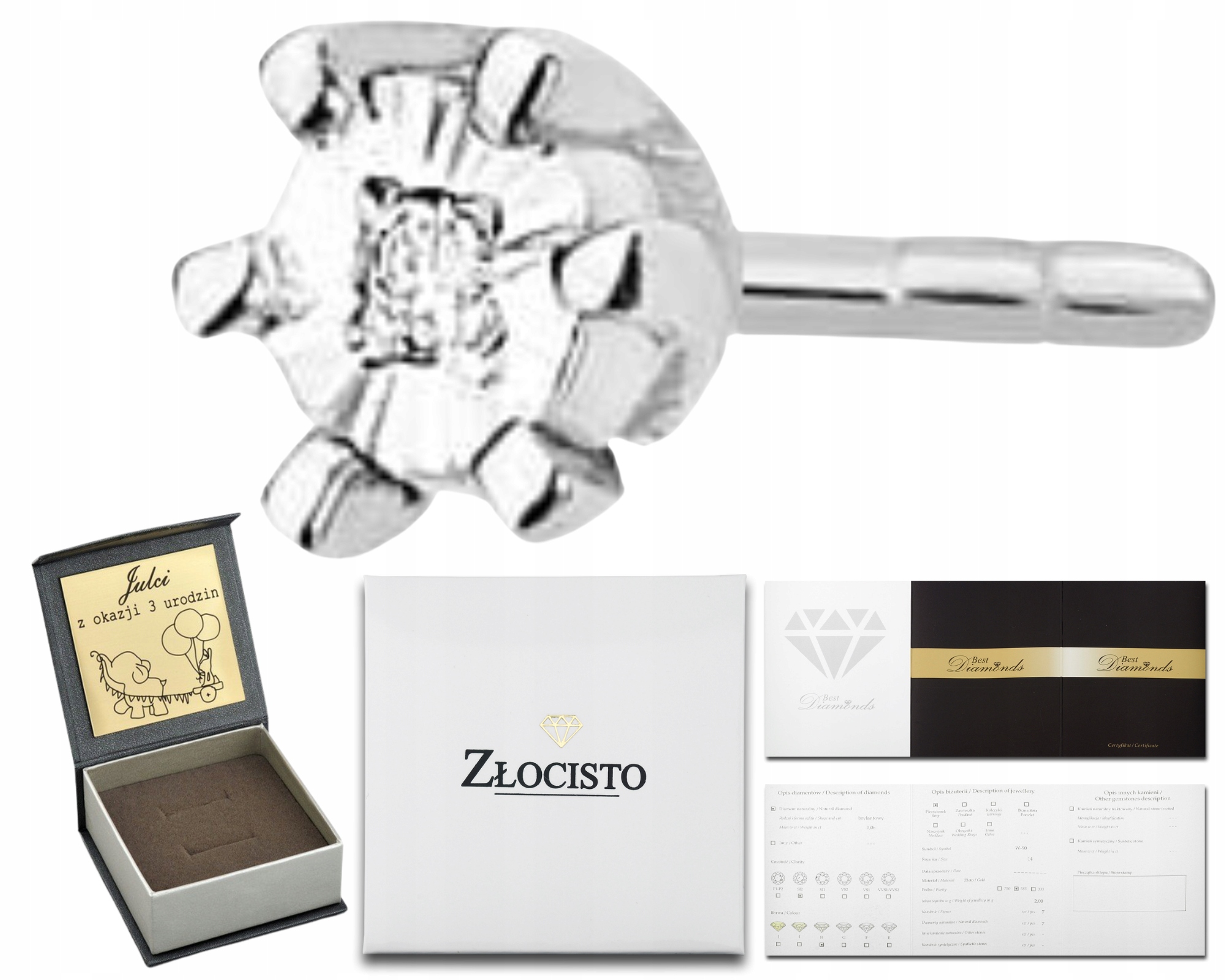 Bílé Zlato Náušnice S Diamantem S Briliantem Tužka 585 Dárek