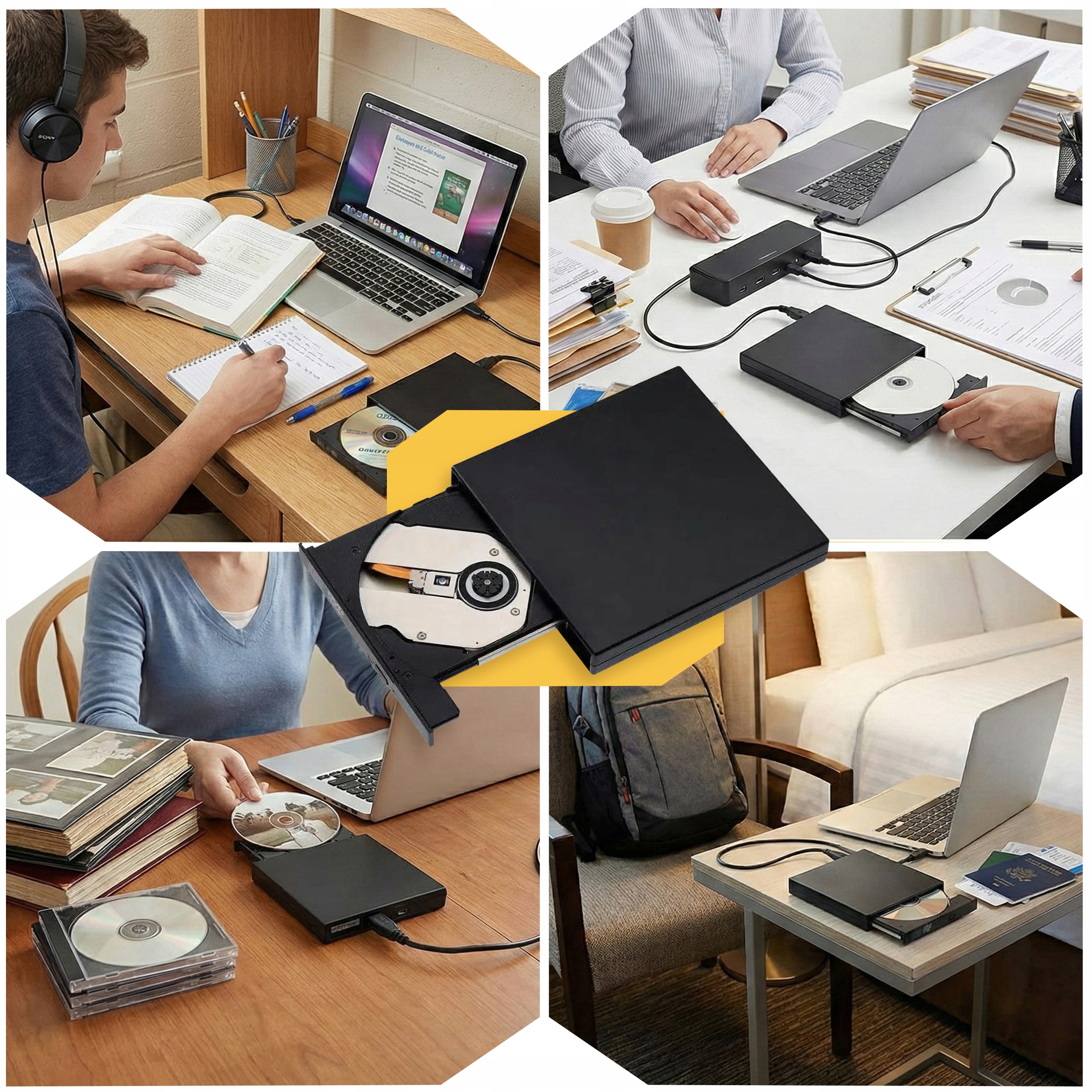 NAPĘD ZEWNĘTRZNY CD-R DVD USB Nagrywarka Do Laptopa PC Odtwarzacz Przenośny Rodzaj napędu nagrywarka CD (combo z DVD)