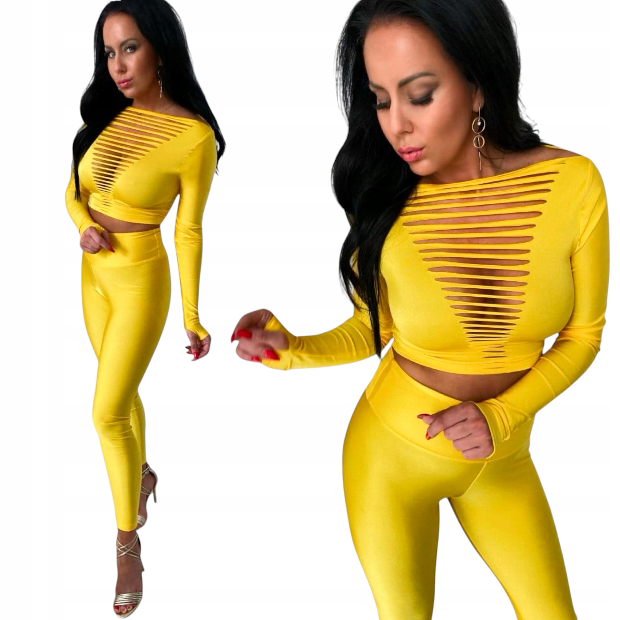 Dámský komplet Legíny tričko sexy večerní letní top sexy S 36