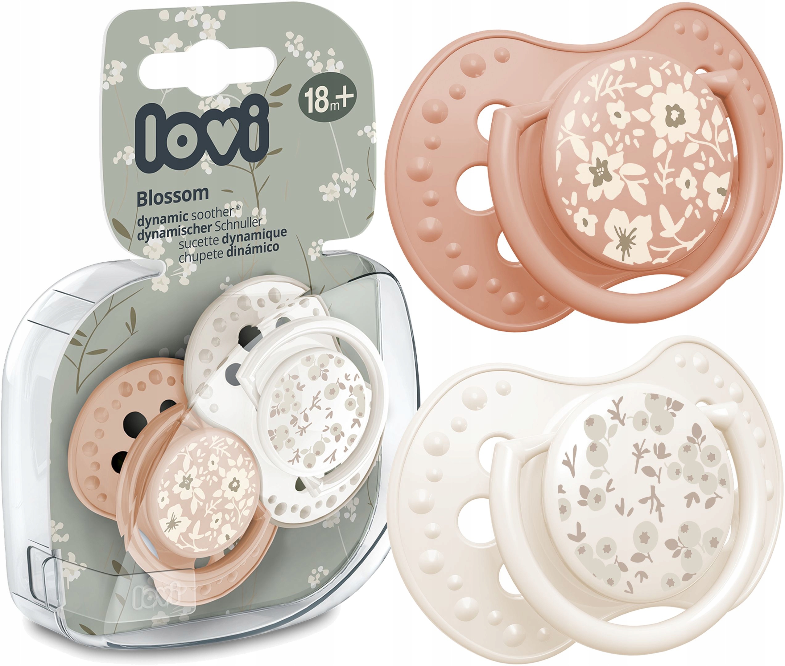 LOVI SMOCZEK USPOKAJAJĄCY SILIKONOWY DYNAMICZNY BLOSSOM IVORY 18 m+ 2 szt