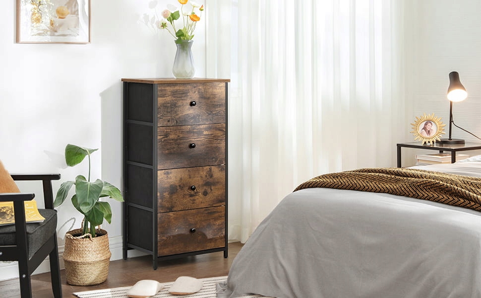 Wąska szafka słupek z tekstylnymi szufladami LOF Wysokość mebla 89.3 cm