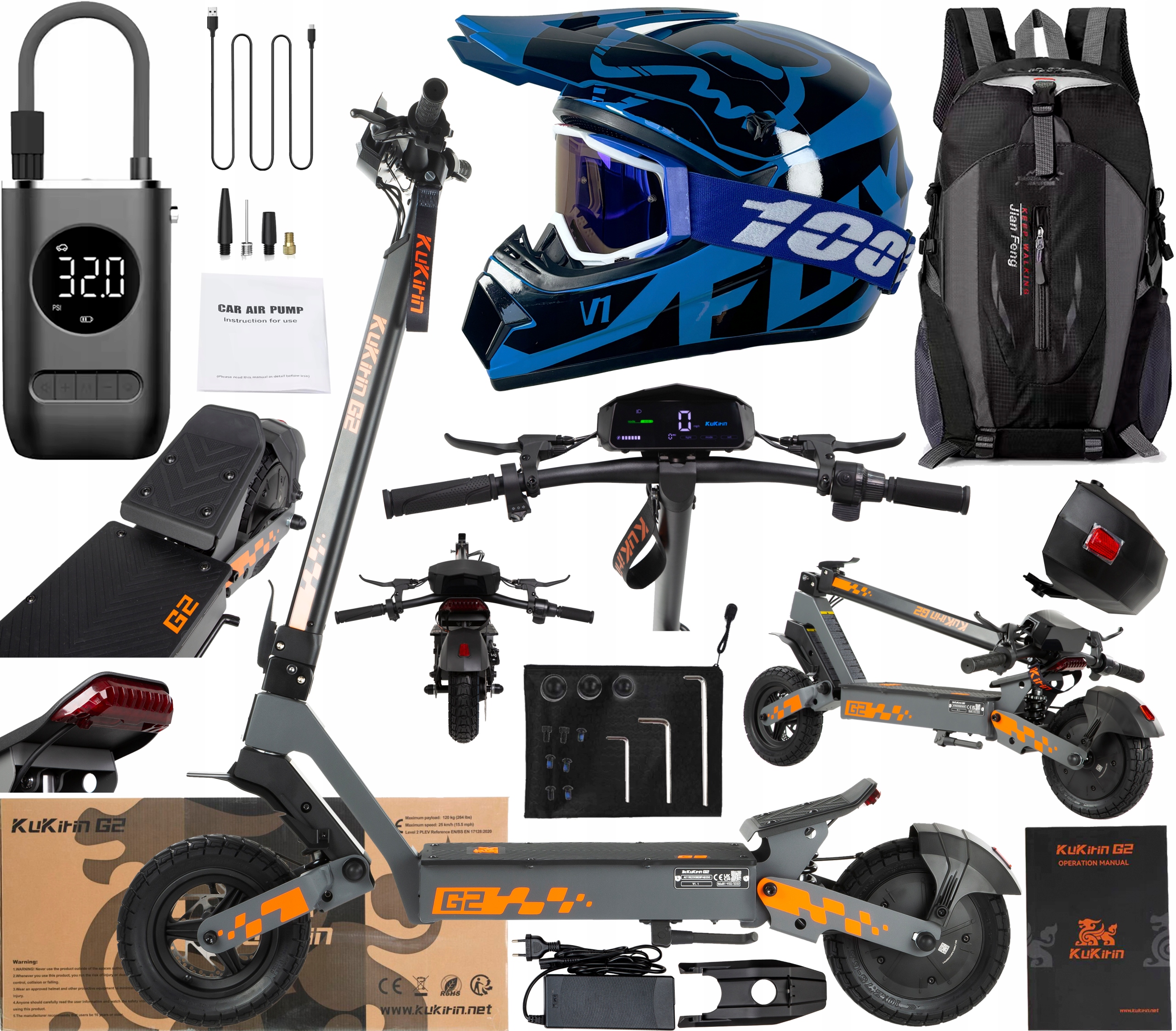 2026 KuKirin G2 Elektrické vozidlo 800W 48V 15Ah 45KM/H Terénní +Dárek