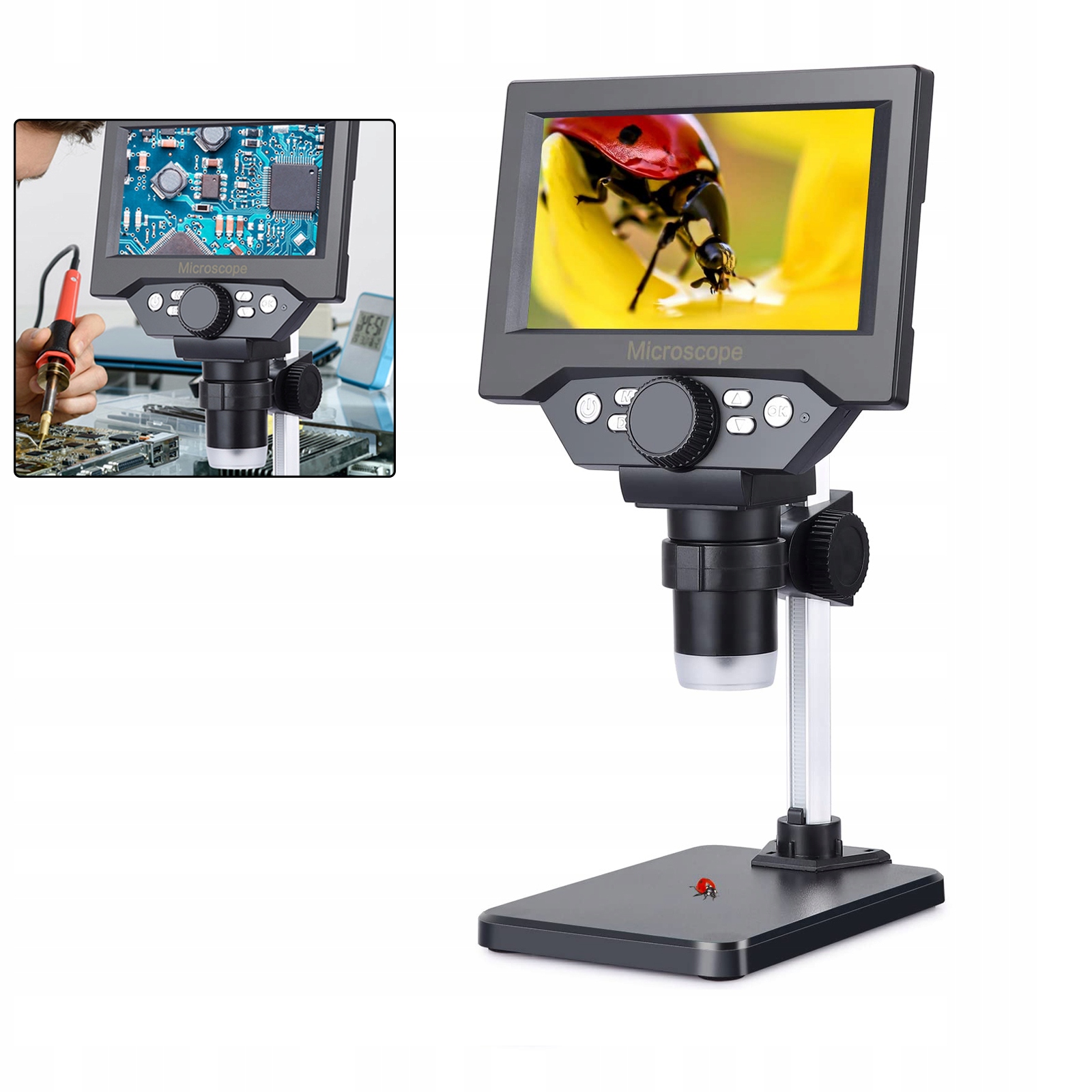 1000x Zoom Digitální Usb mikroskop pro výuku LCD displej Hd 1080P 12MP 8LED