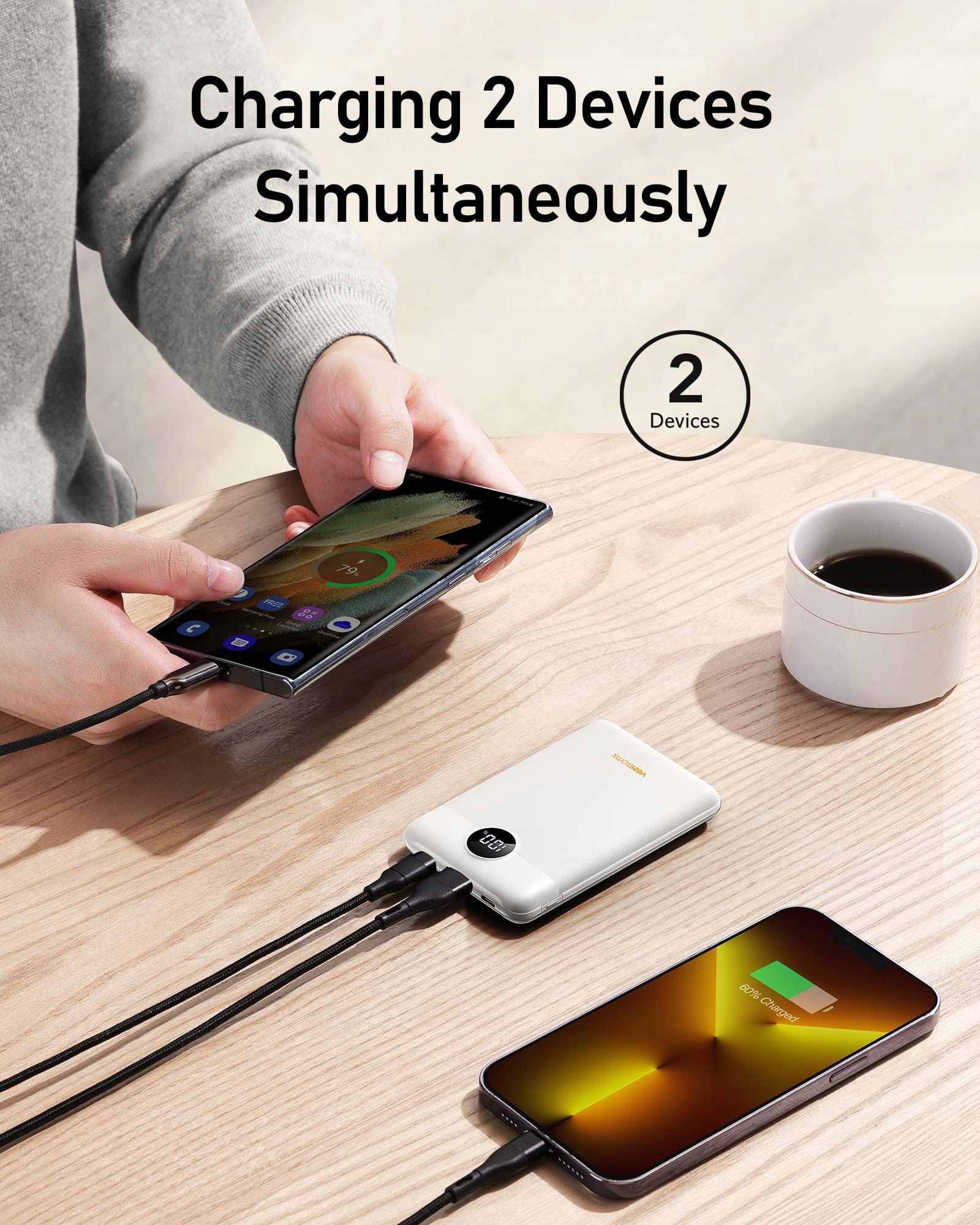 VEEKTOMX 10000mAh Powerbank, 22.5W USB-C for iPhone, Samsung, Huawei — miniatura 4