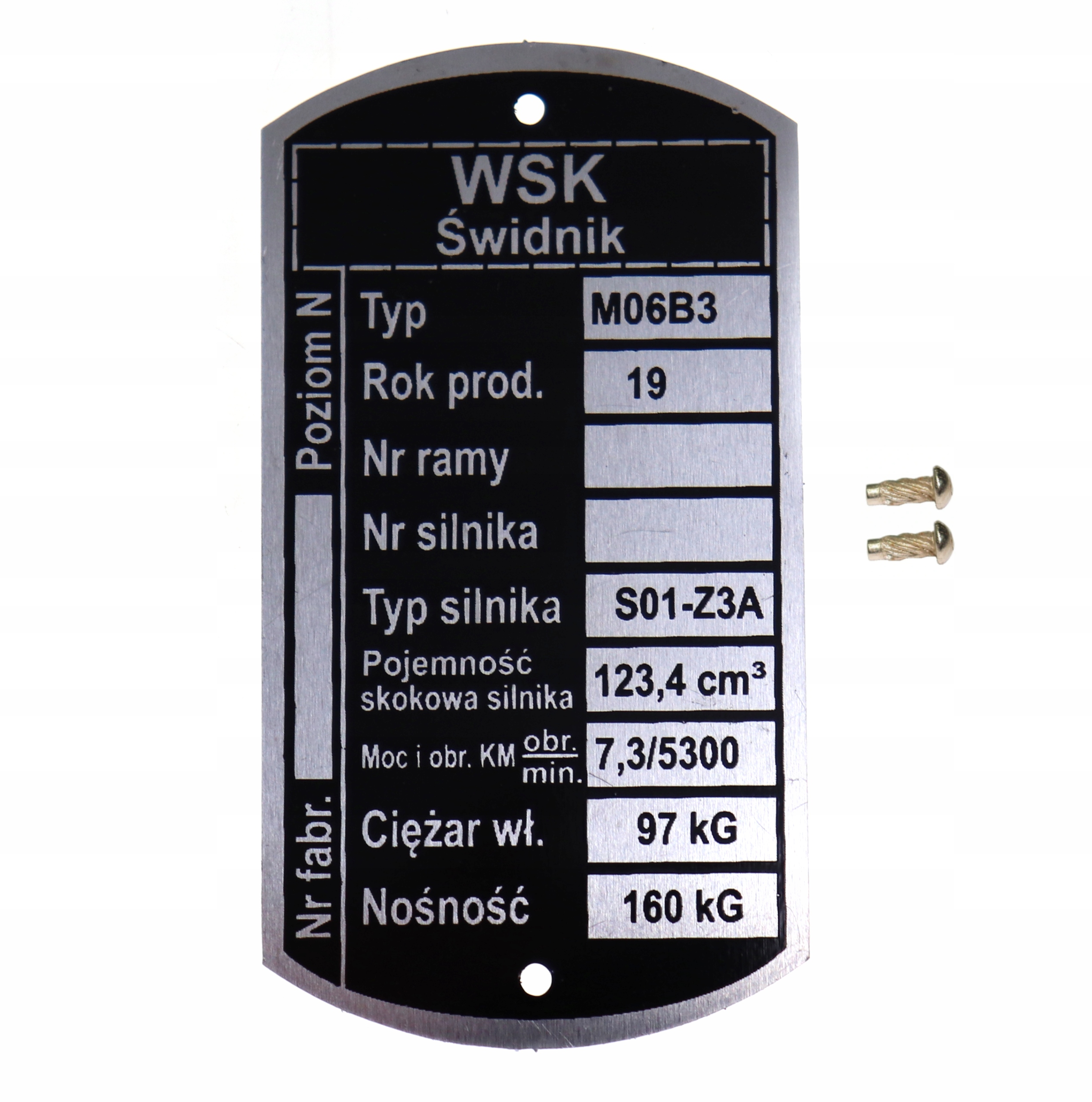 

Tabliczka Znamionowa Wsk Pzl Świdnik M06 B3 Nit