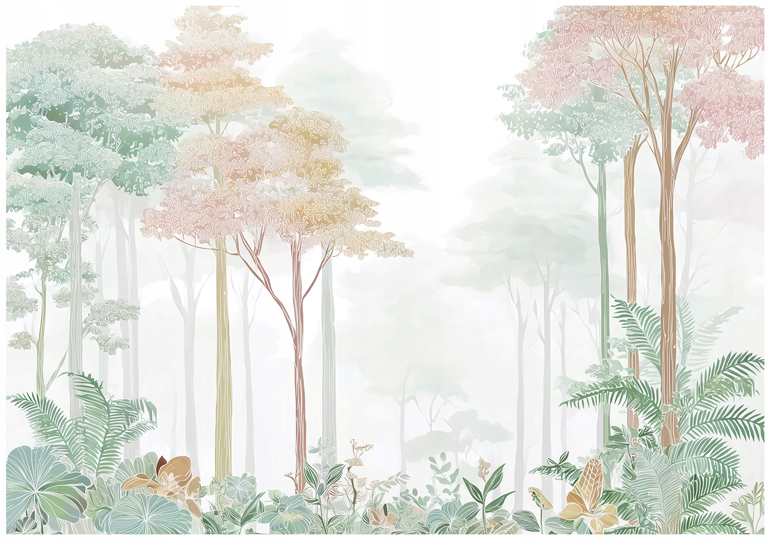 Fototapeta Les Stromy Pastelová Zelená Príroda Pre Deti 300x210