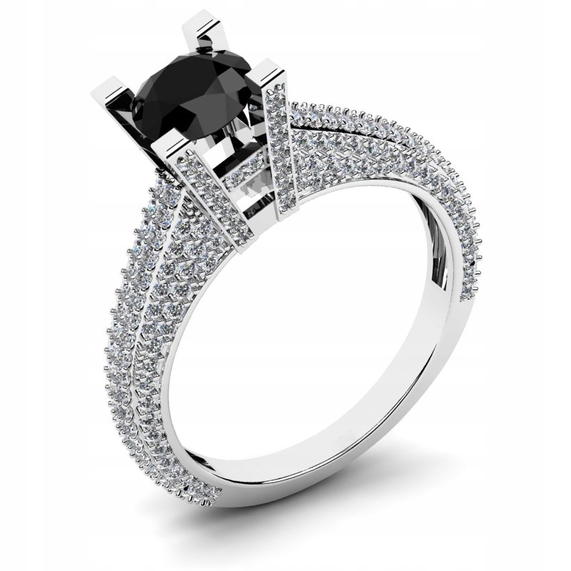 

Pierścionek Z Białego Złota Z Czarną Cyrkonią