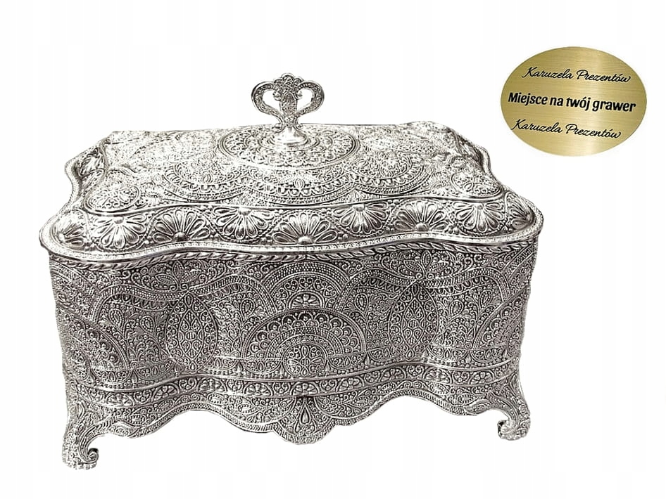 Velká Postříbřená Krabička Orientální Dárek Svaté Přijímání Svatba Křest Výročí