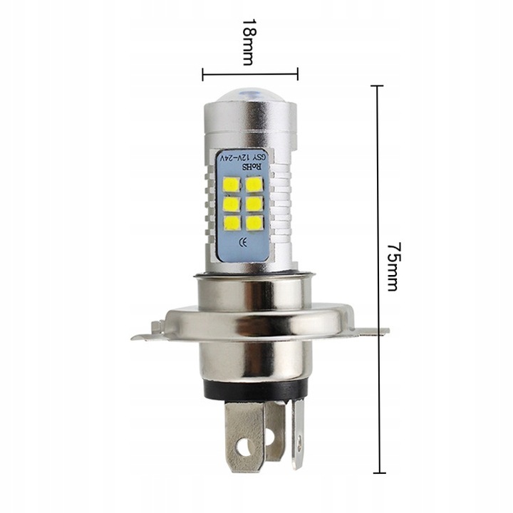 ŻARÓWKA LED H4 ŻARÓWKA homologacja Lampa 6000K 2x Model LED HEADLIGHT typ GT ZES