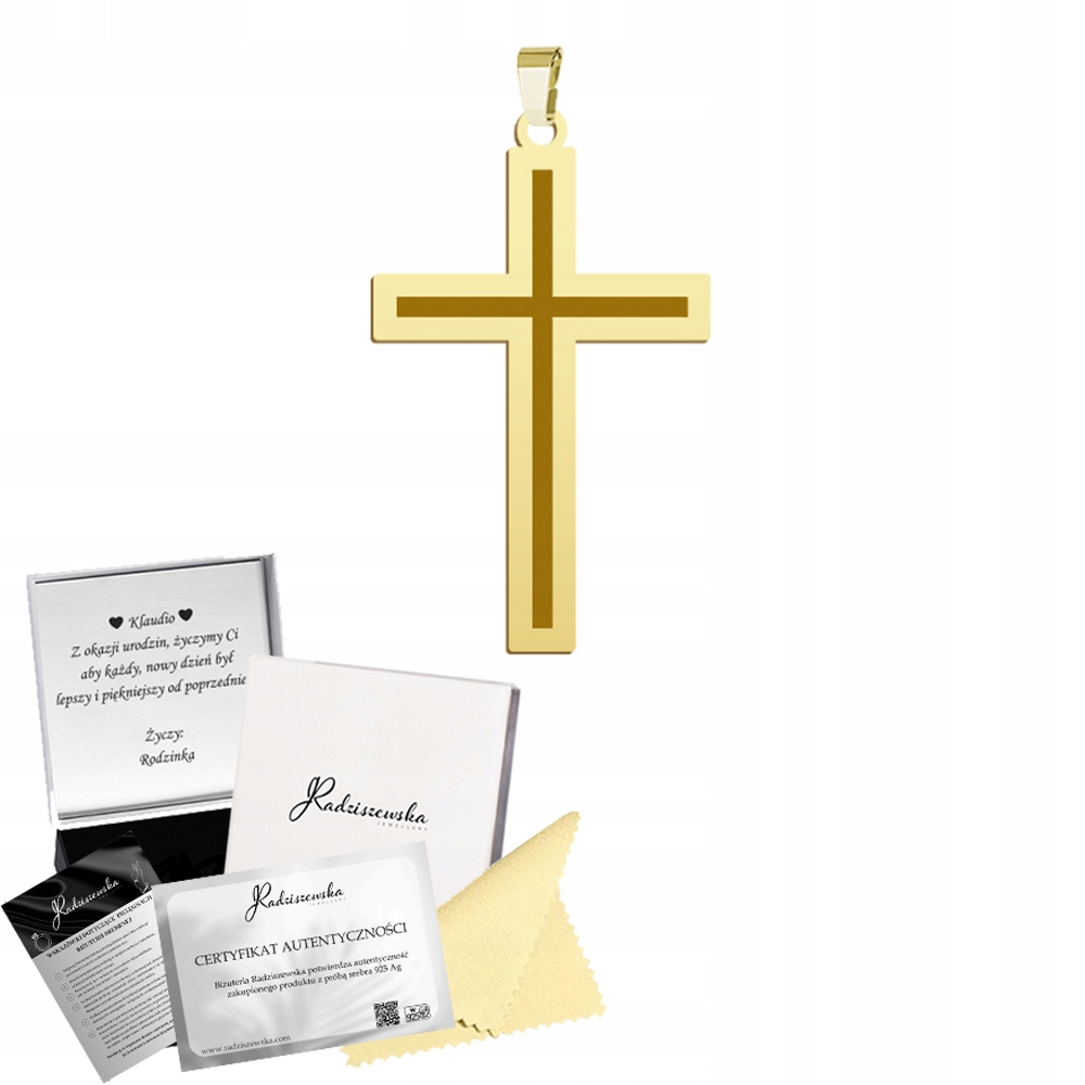 Zlatý Medailonek s křížkem Stříbro 925 Dárek Křest Přání Bonus