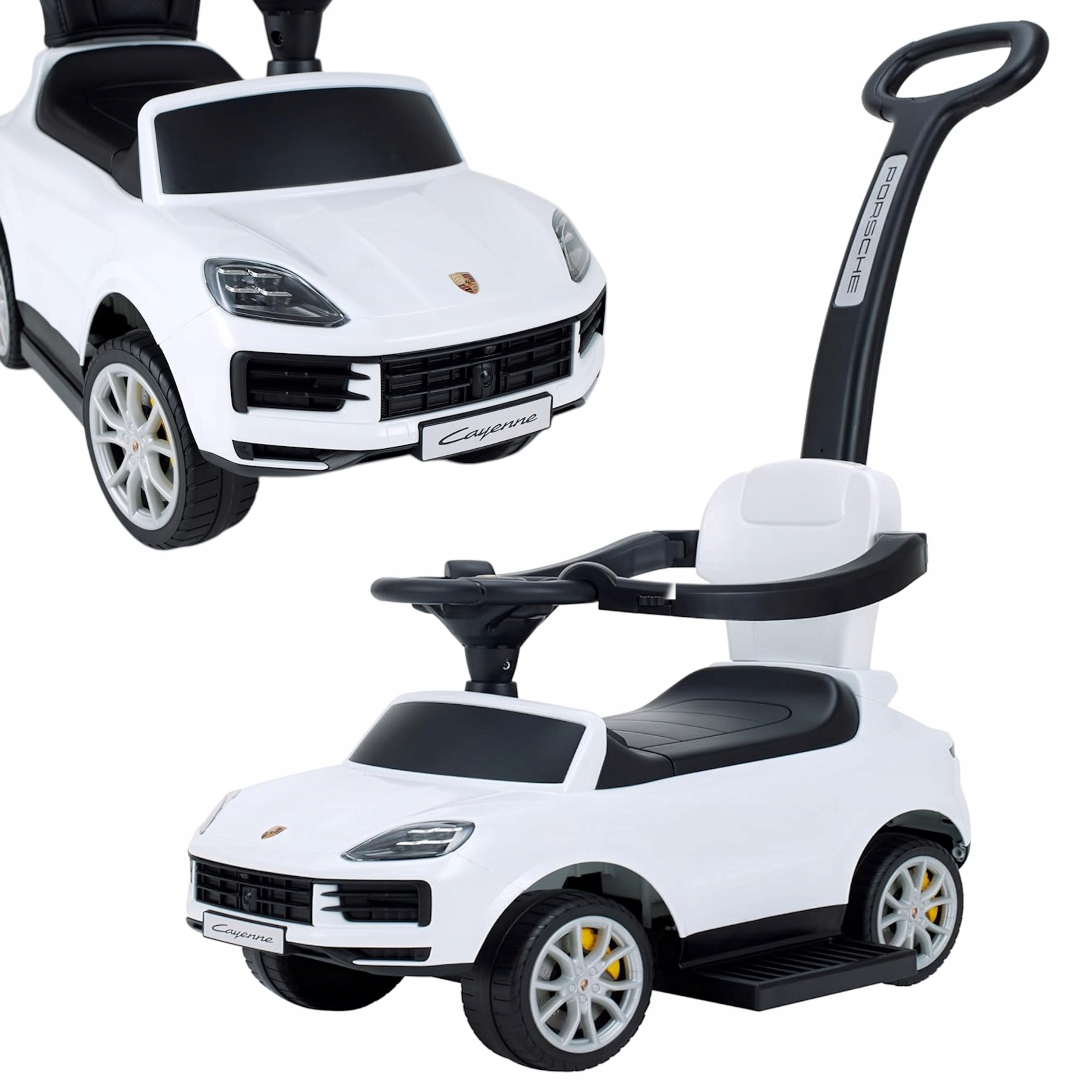 Jeździk Pchacz Chodzik Porsche Cayenne 3W1 Muzyka Autko Samochód White Coil