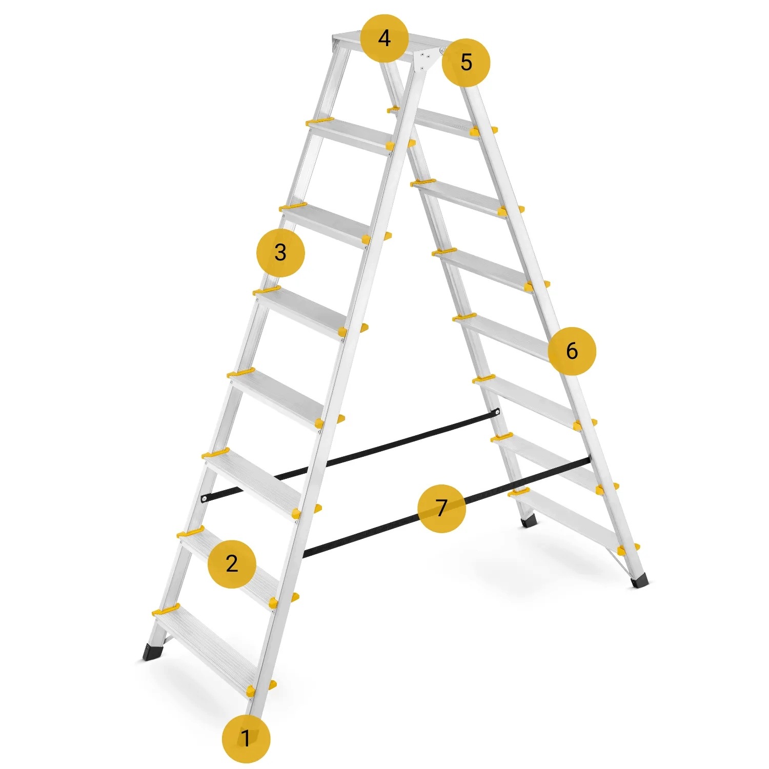 Drabina aluminiowa domowa dwustronna składana HIGHER 2x8 stopni taboret podnóżek schodek — 14