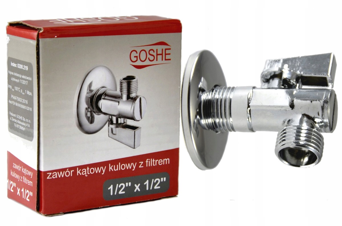 

Zaworek Kulowy Kątowy Z Filtrem Goshe 1/2 x 1/2