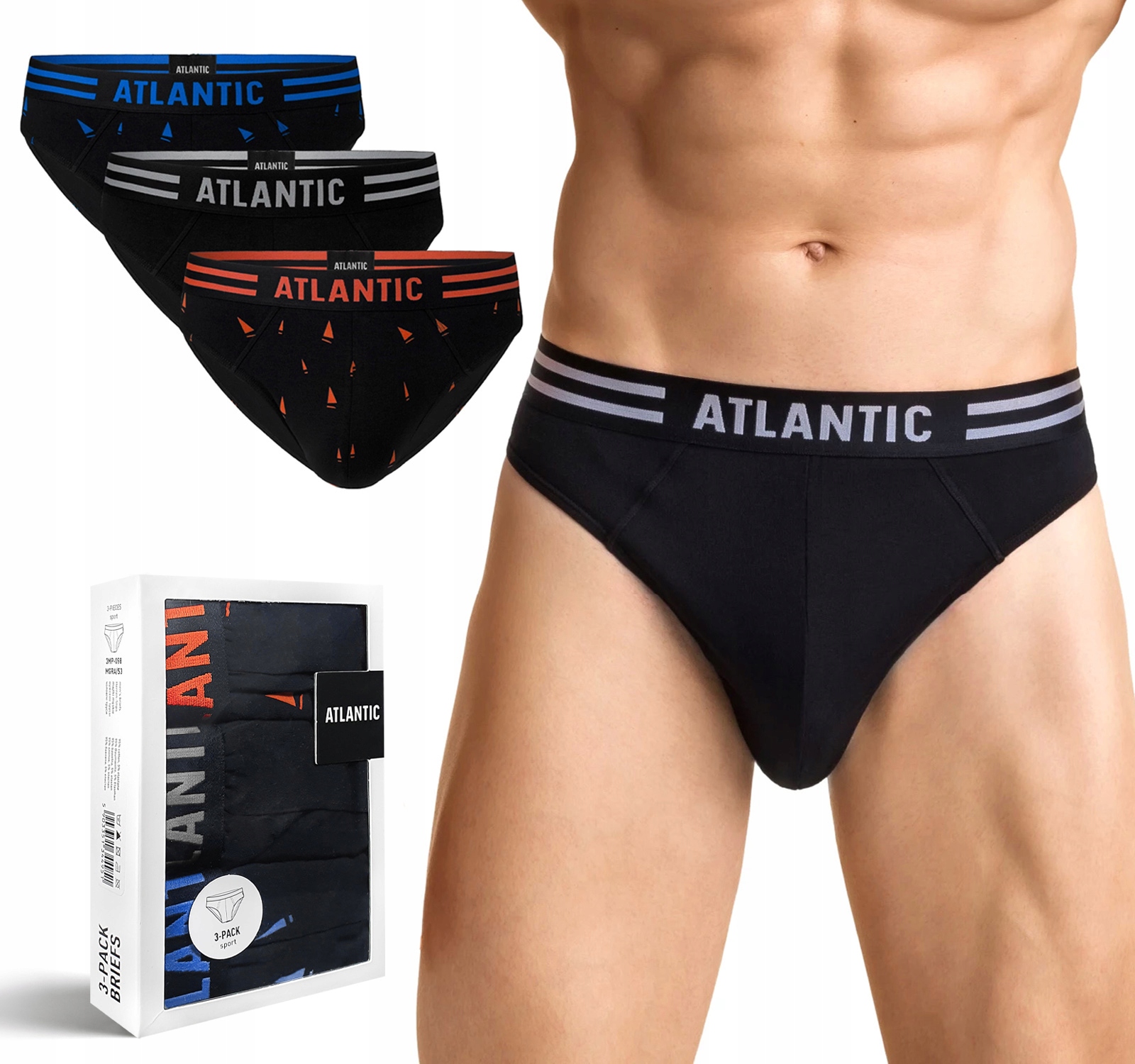 

Slipy męskie Atlantic 3MP-098-CZ 3 Pary - M