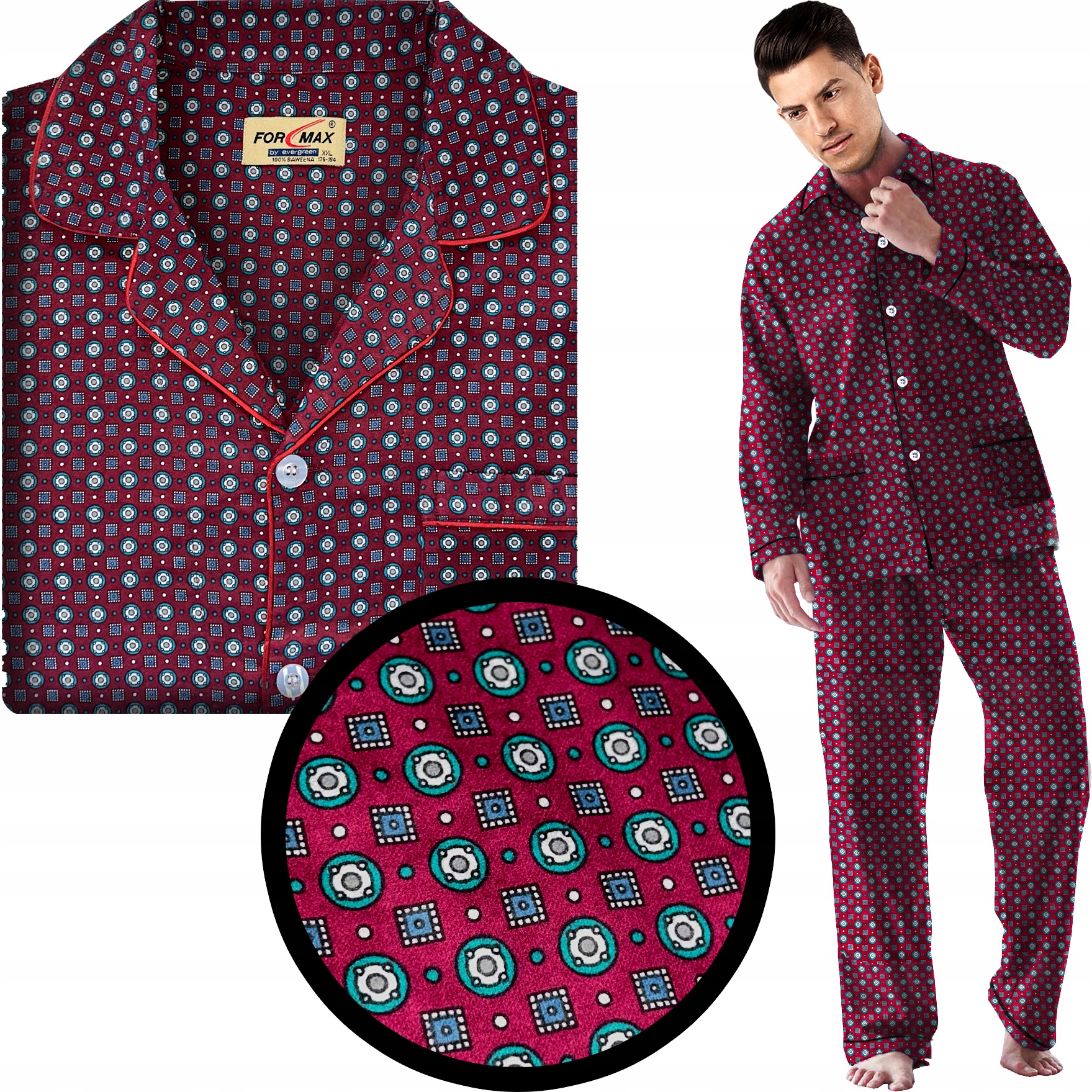 Formax teplé Flanelové pánské pyžamo Rozepínací prémiová kvalita L