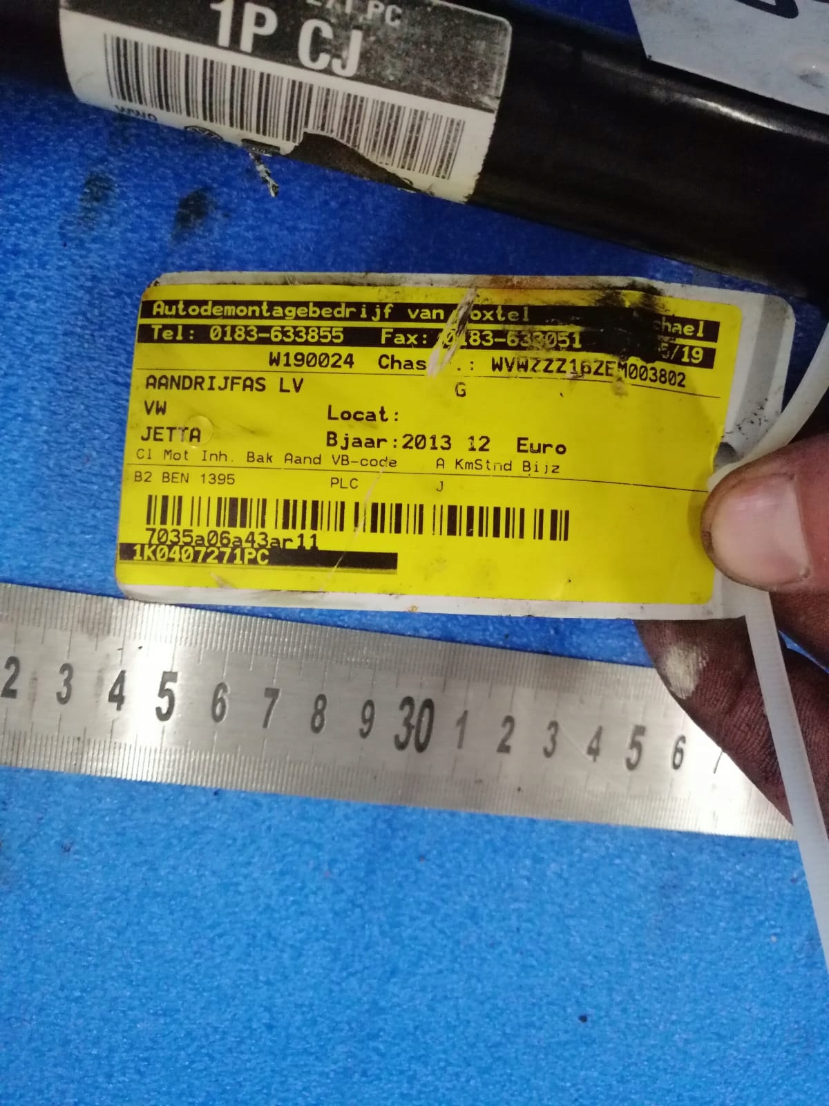 semi-axis VW JETTA 2013 R left 1.4 petrol 1K0407271PC