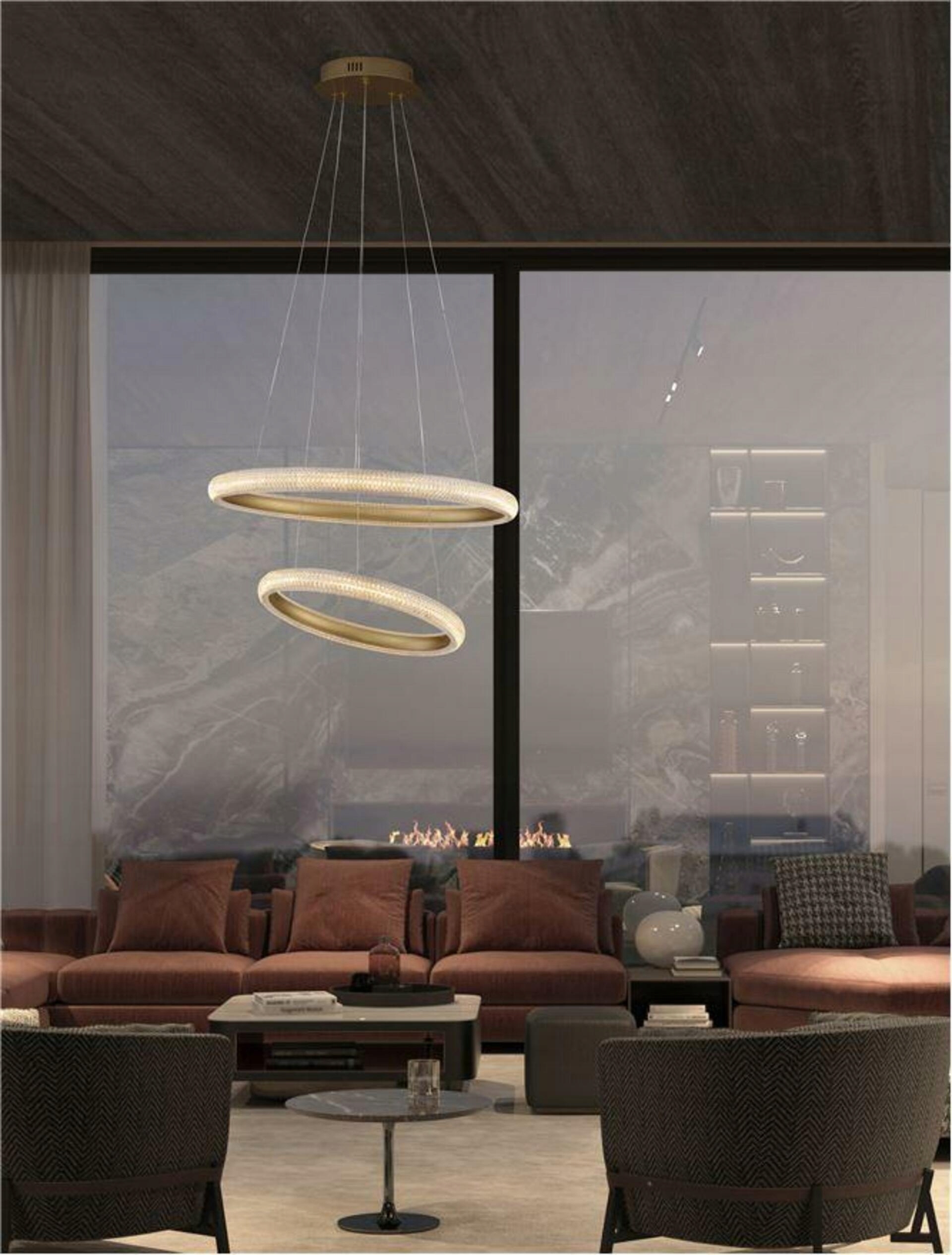 Nova Luce závesné svietidlo Medora mosadzný zlatý hliník a akryl Led 41.5W 23