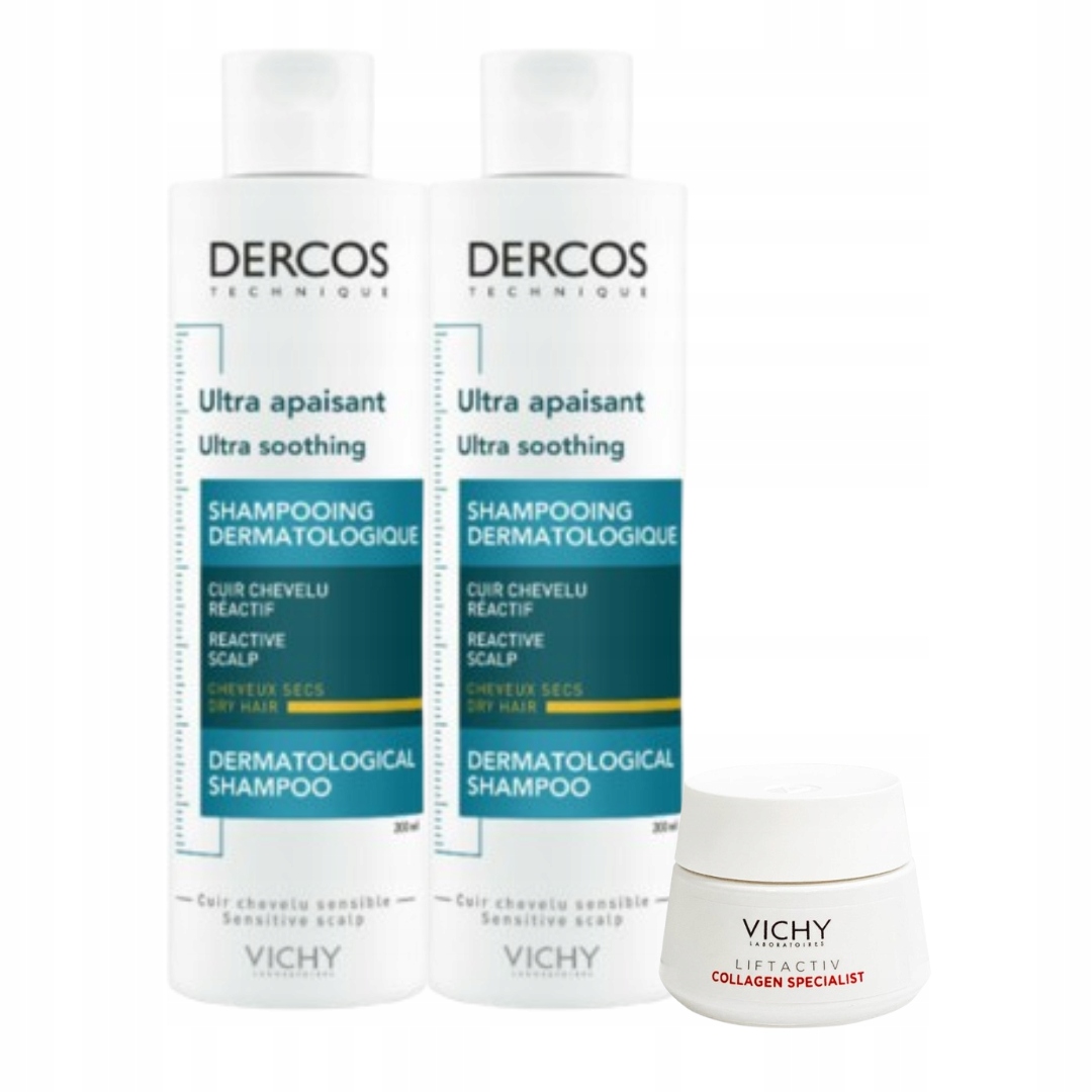 Vichy Dercos szampon ultrakojący do włosów suchych 200 ml 2 Pak