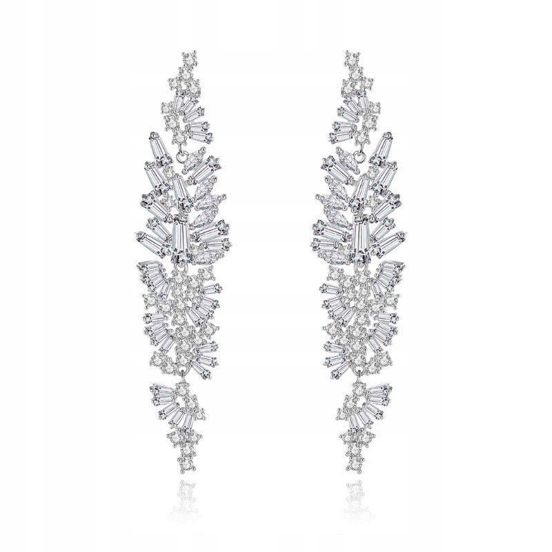 Kolczyki ślubne wiszące z kryształkami stal szlachetna KSL89