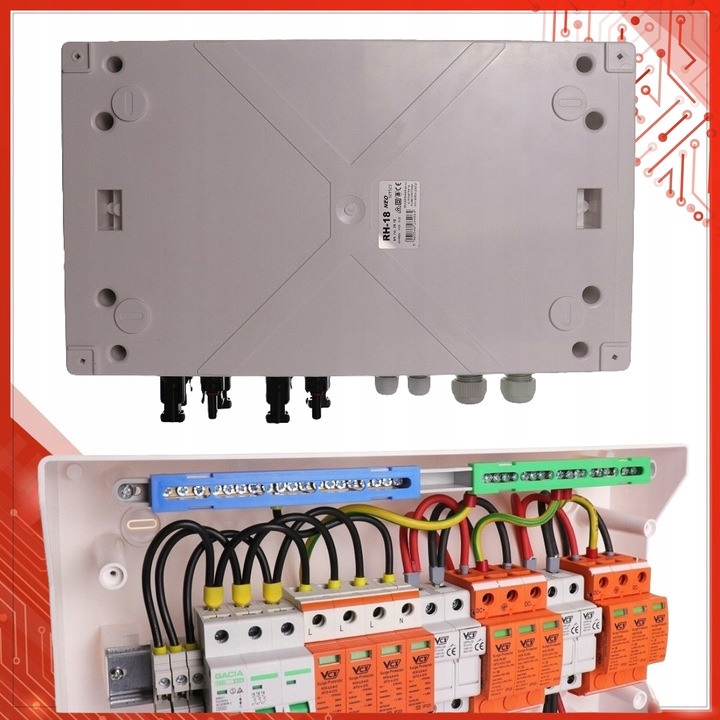 ROZDZIELNICA PV 1000V DC/AC 2 STRINGI FOTOWOLTAIKA Kod producenta DC/AC/2/RH-18