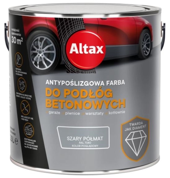 Altax Antypoślizgowa Farba Do Podłóg Betonowych 2,5L Szary Półmat 7040