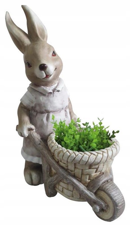 Króliczek Królik Ogrodowy Ozdoba Figurka Do Ogrodu Taczki Ogród 49 cm