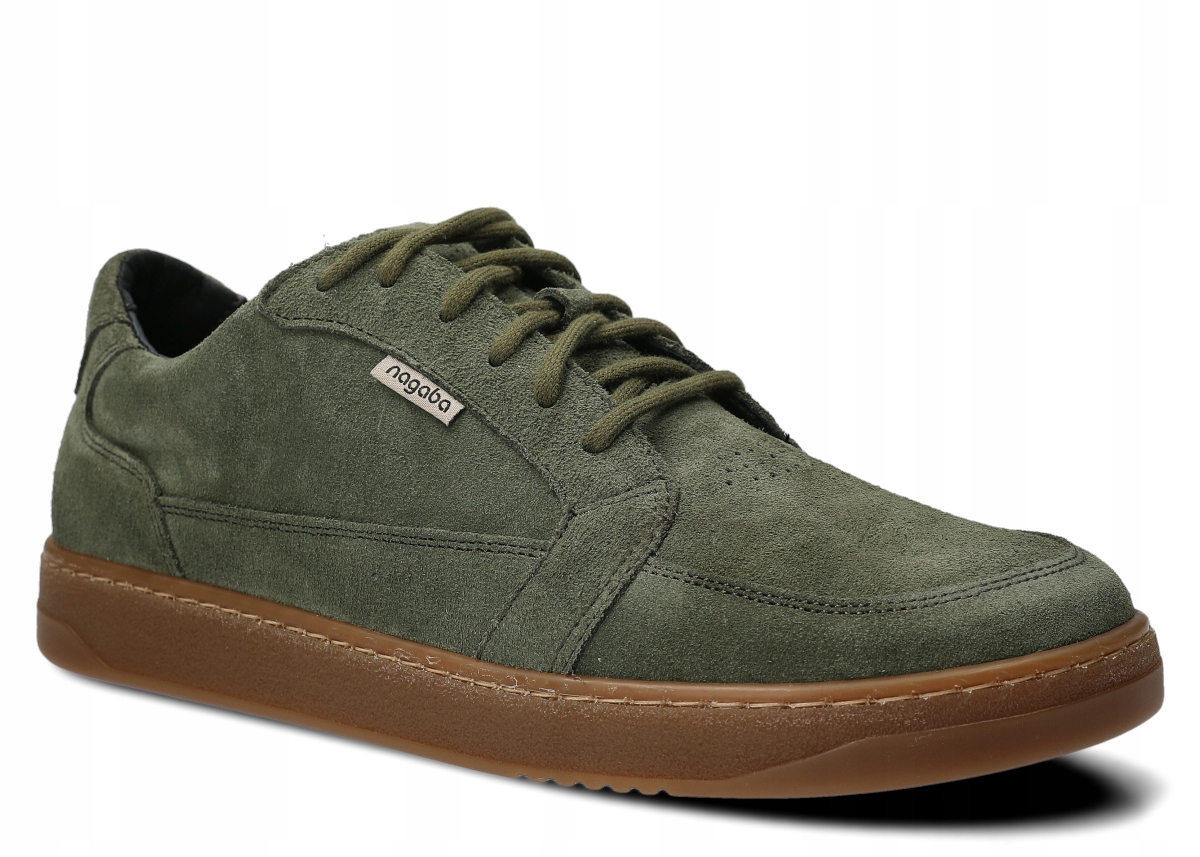 Pánské kožené polobotky khaki Nagaba 480, široké, ležérní, pohodlné 44