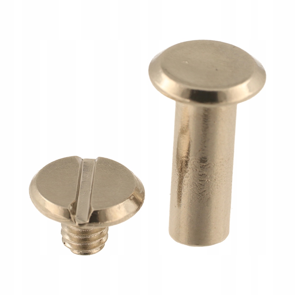 Šroubovací nýty Nýt Šroub 40mm Stříbrný plochý 50 Ks Introligátorský šroub