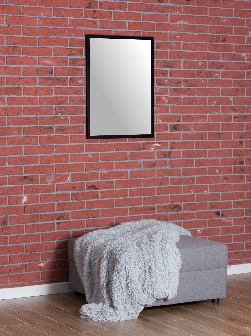 LUSTRO 95X55 w RAMIE wąskiej PREMIUM białe czarne Kształt prostokąt