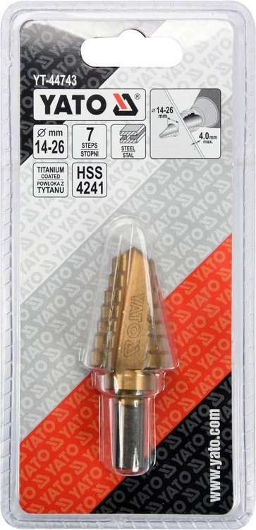 YATO WIERTŁO STOPNIOWE HSS STOŻKOWE 14 - 26 mm Marka Yato