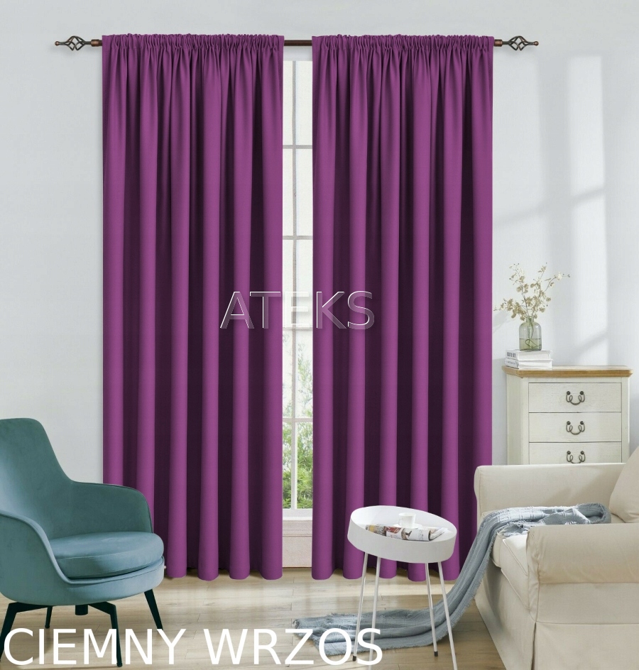 ZASŁONA MATOWA PANAMA NA TAŚMIE 145x250 c. wrzos Wzór gładki