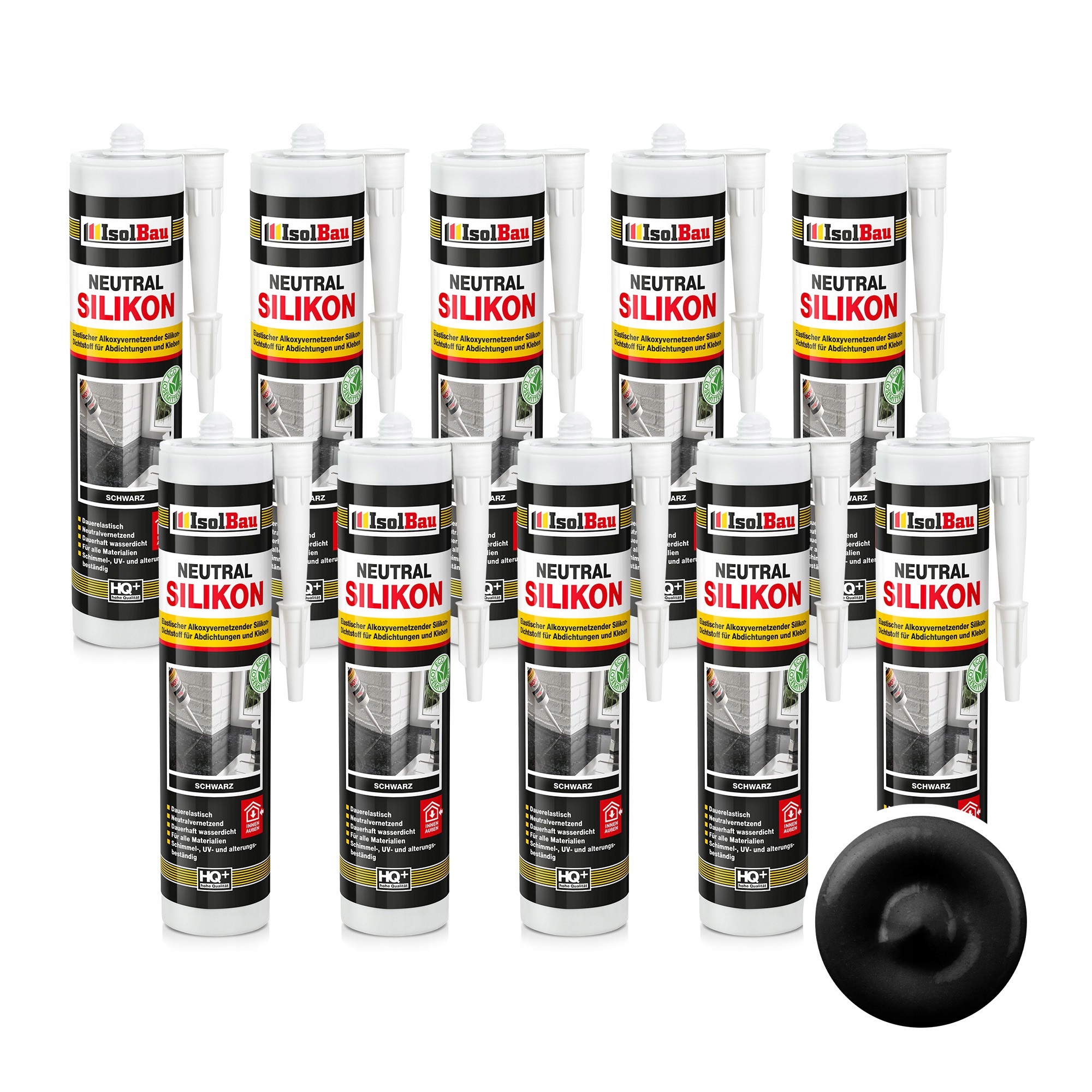 Silikon Neutrální Černý 10 x 300 ml do koupelen Kuchyně s kameny Mramoru