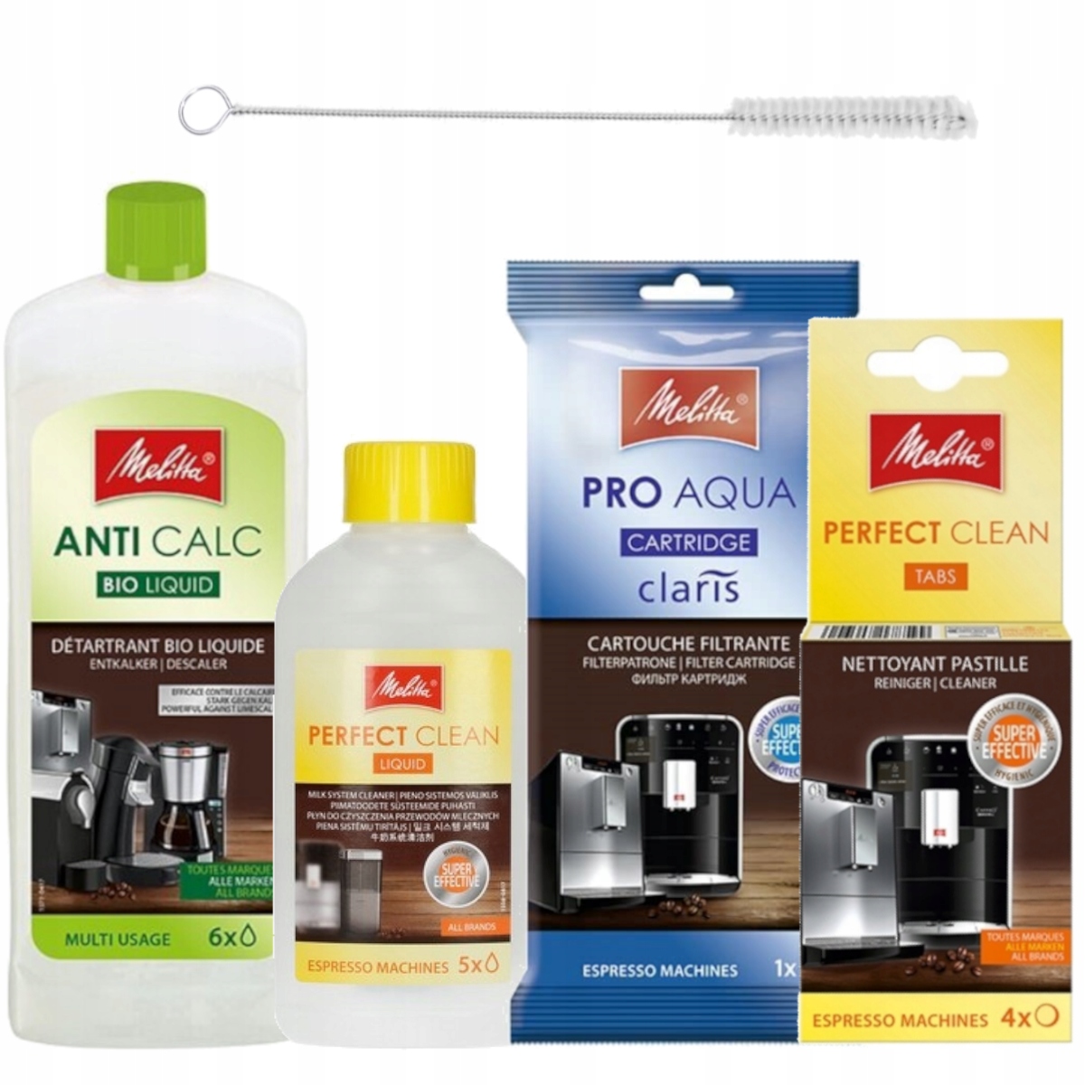 Velký set kávovaru Filtr ProAqua Odvápňovač +Tablety +Tekutina Čistič