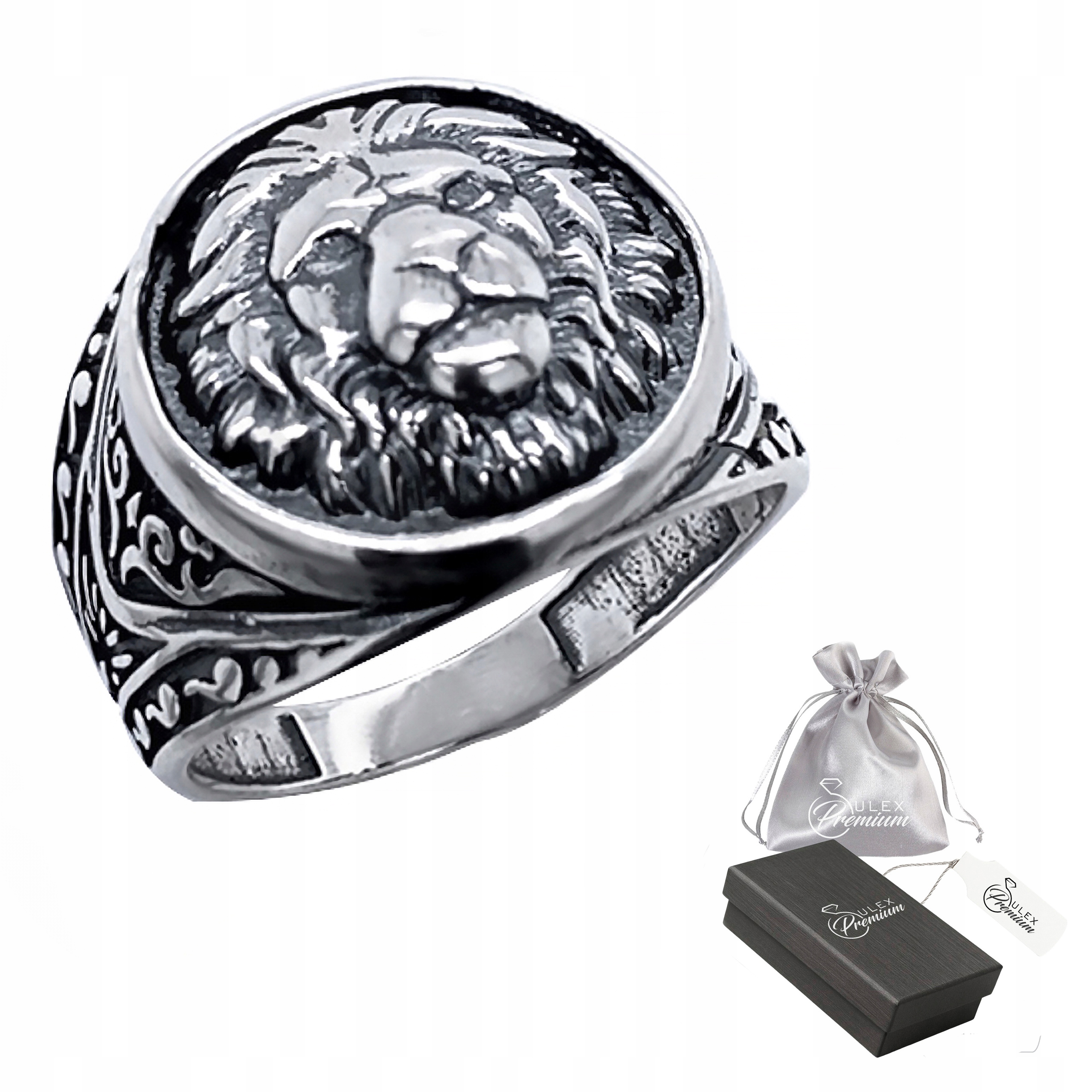 Stříbrný signet ryzost 925 Elegantní stylový pánský prsten Lev vel. 18