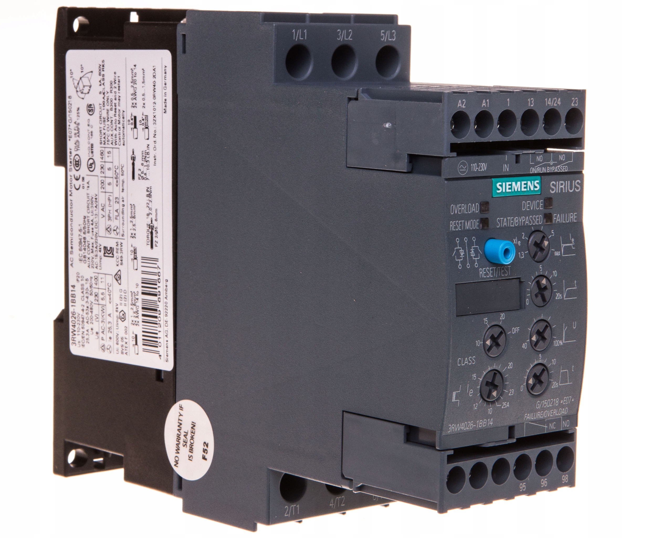 

Siemens Softstart 3F 200-480VAC 25A 11kW/400V