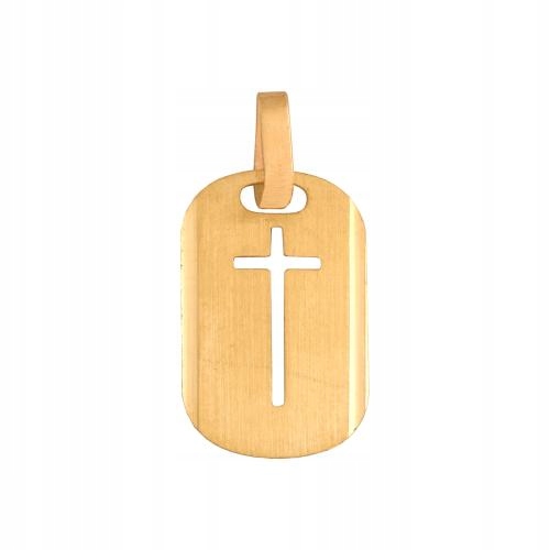 Zlatý plech 585 medailonek Vojenská Známka s vyřezaným křížem Kříž