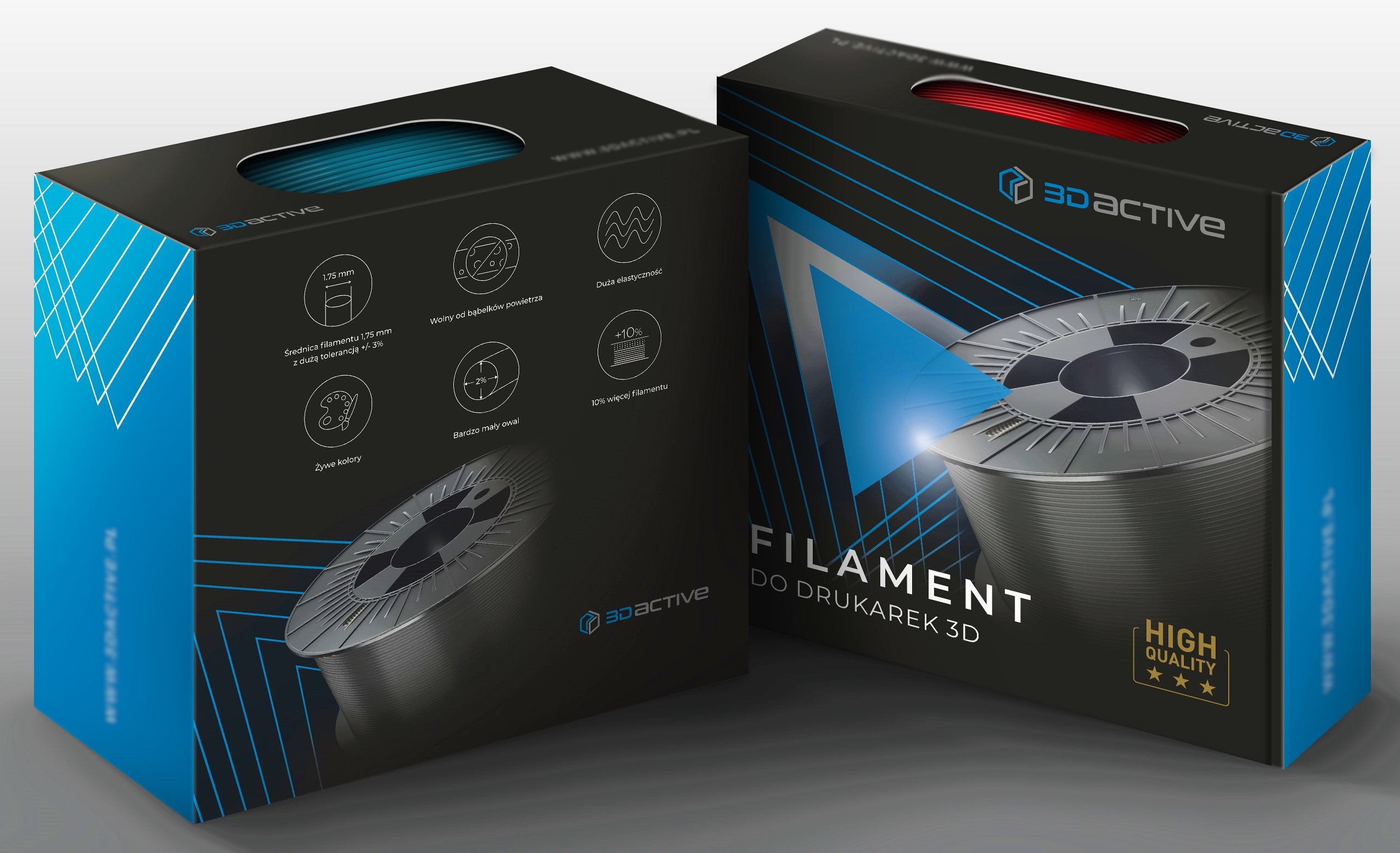 FILAMENT PLA DO DRUKAREK 3D 3DACTIVE PLA SZARY CIEMNY DARK 1,75 MM 1100 G Producent Inna