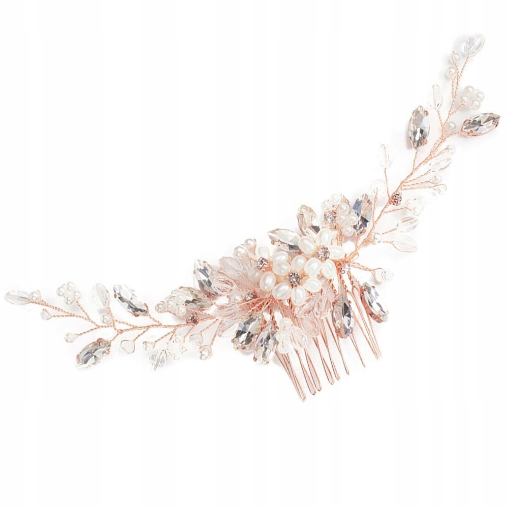 

Ozdoba Ślubna do włosów Grzebyk różowe złoto