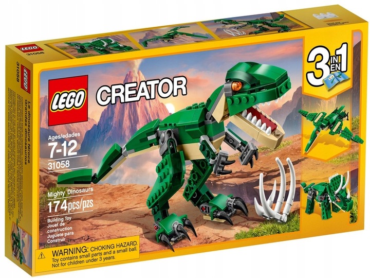 LEGO Creator 3w1 Potężne dinozaury klocki 31058 zestaw T-Rex na prezent Płeć chłopcy dziewczynki